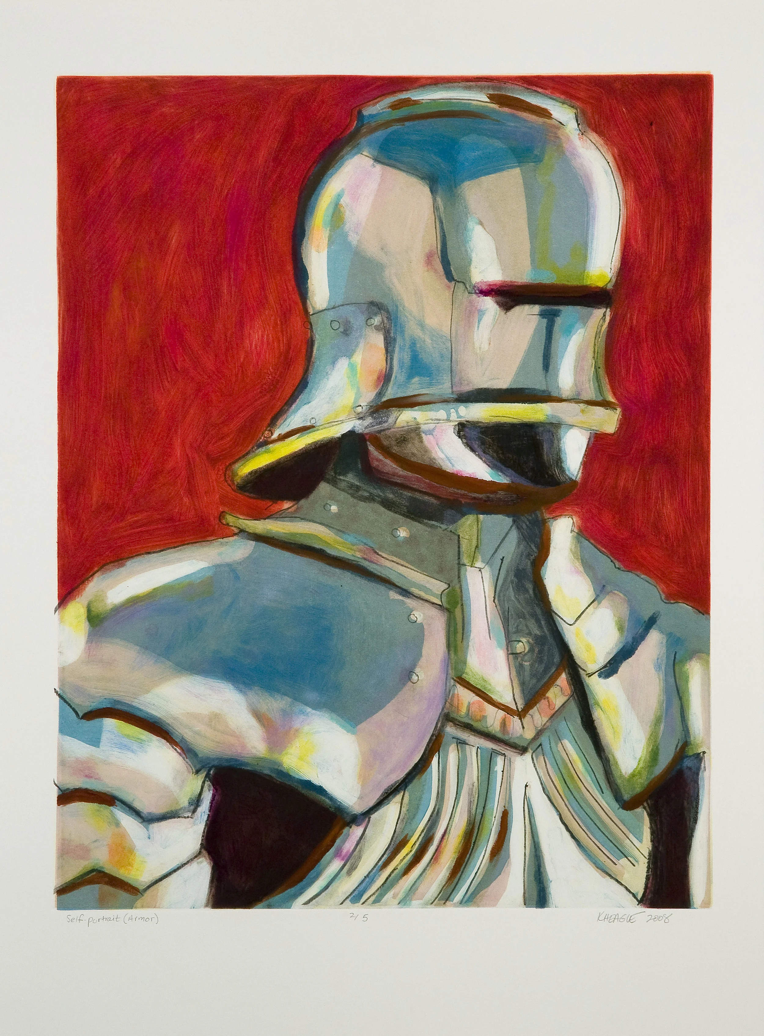 Karen Heagle Self Portrait (Armor) (II) , 2008 Monotype Image size: 18.75 x 23.75 inches Paper size: 22 x 30 inches Series of 5