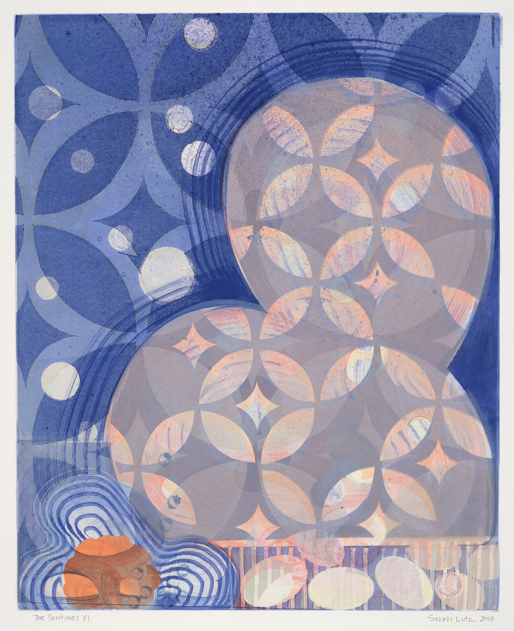 The Sentinel VII , 2018 Monotype Image size: 20 x 16 inches Paper size: 30 x 22 inches Series of 12