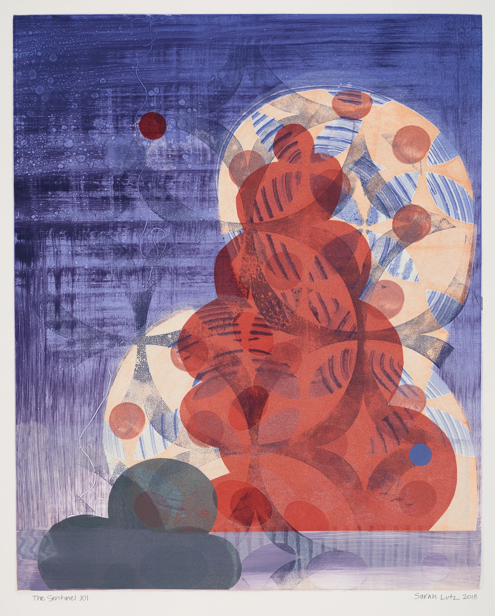 The Sentinel XII , 2018 Monotype Image size: 20 x 16 inches Paper size: 30 x 22 inches Series of 12