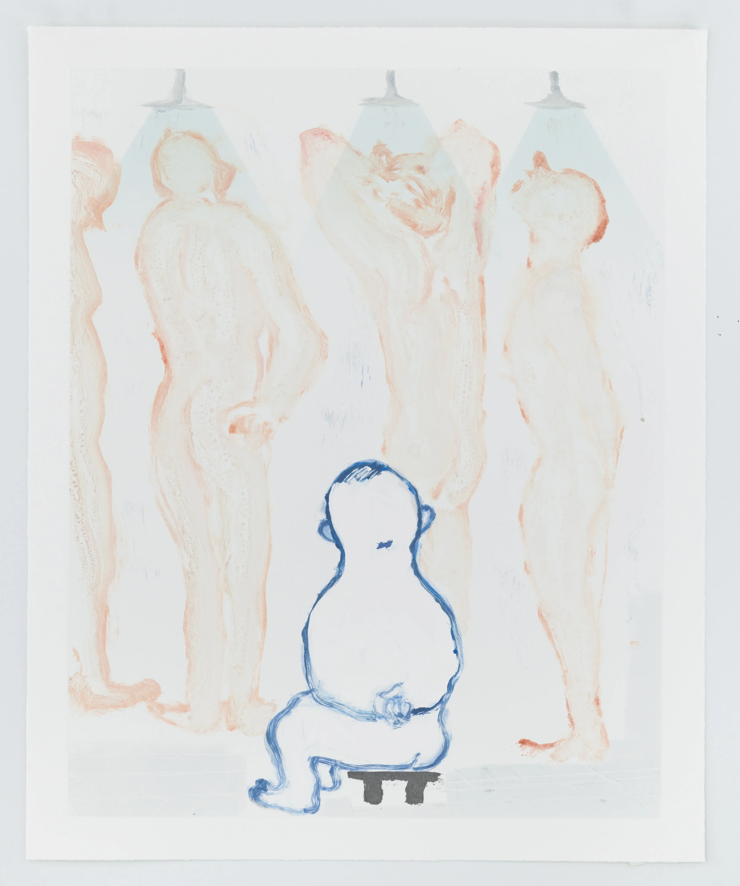 Hittin’ the showers, 2019 Monotype Image size: 20 x 16 inches Paper size: 22 x 18 inches