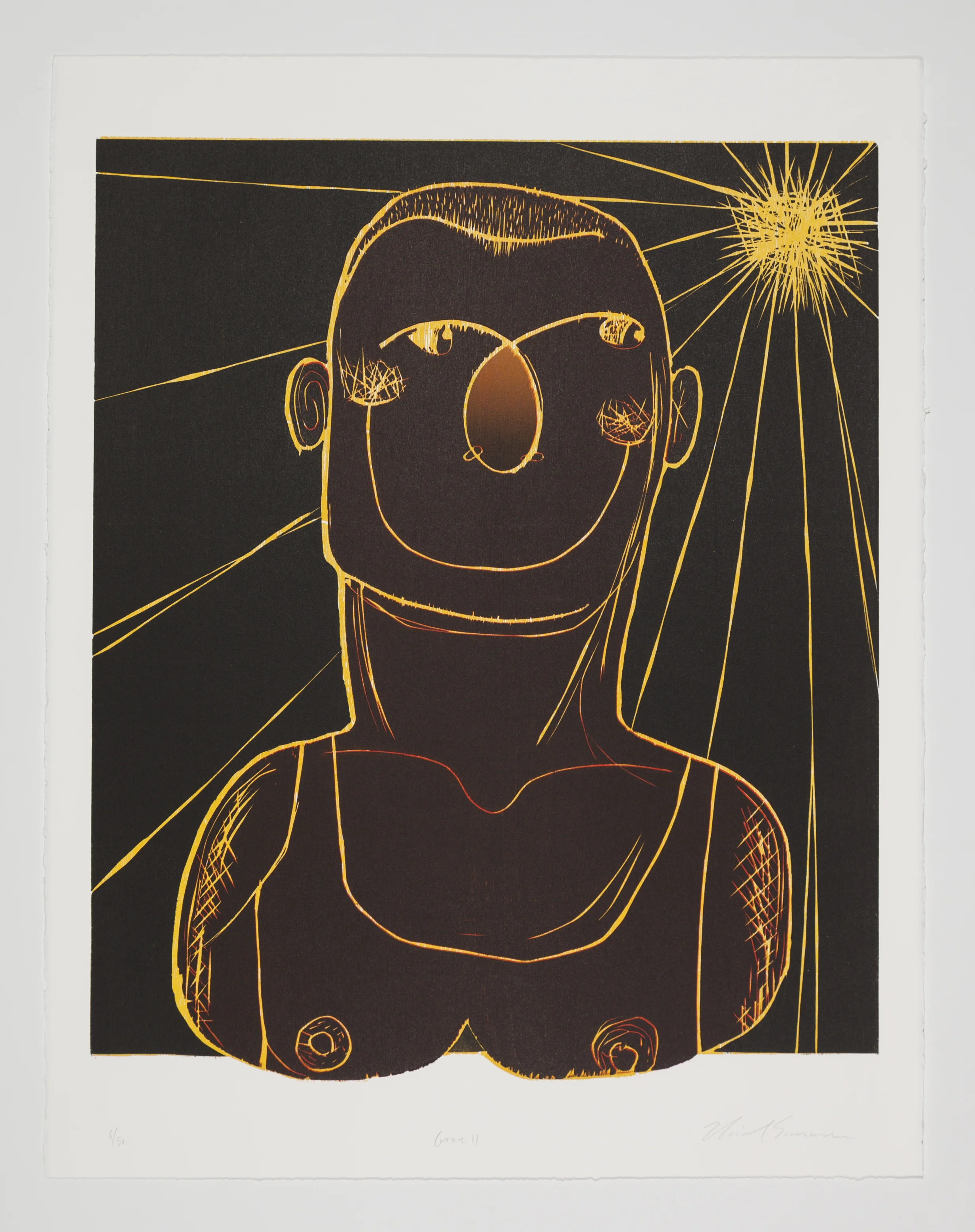 Cyrus Grace , 2015 Woodcut Image size: 23.75 x 20 inches Paper size: 28.5 x 22.75 inches Edition of 50