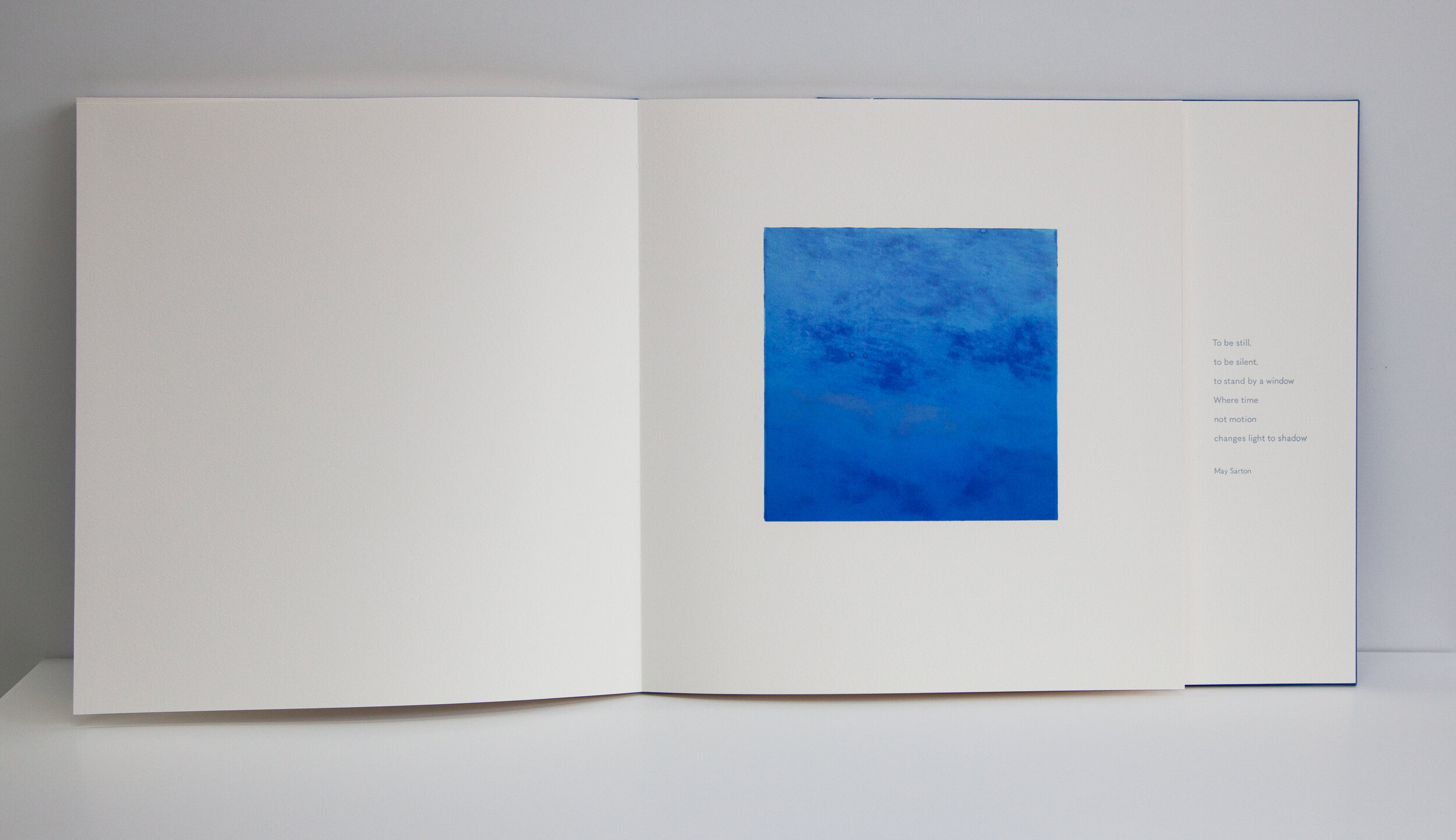   To Be Still and Think  (Blue) Monotype Book Image and Paper size: 15 x 13.5 x 1.5 inches Unique 