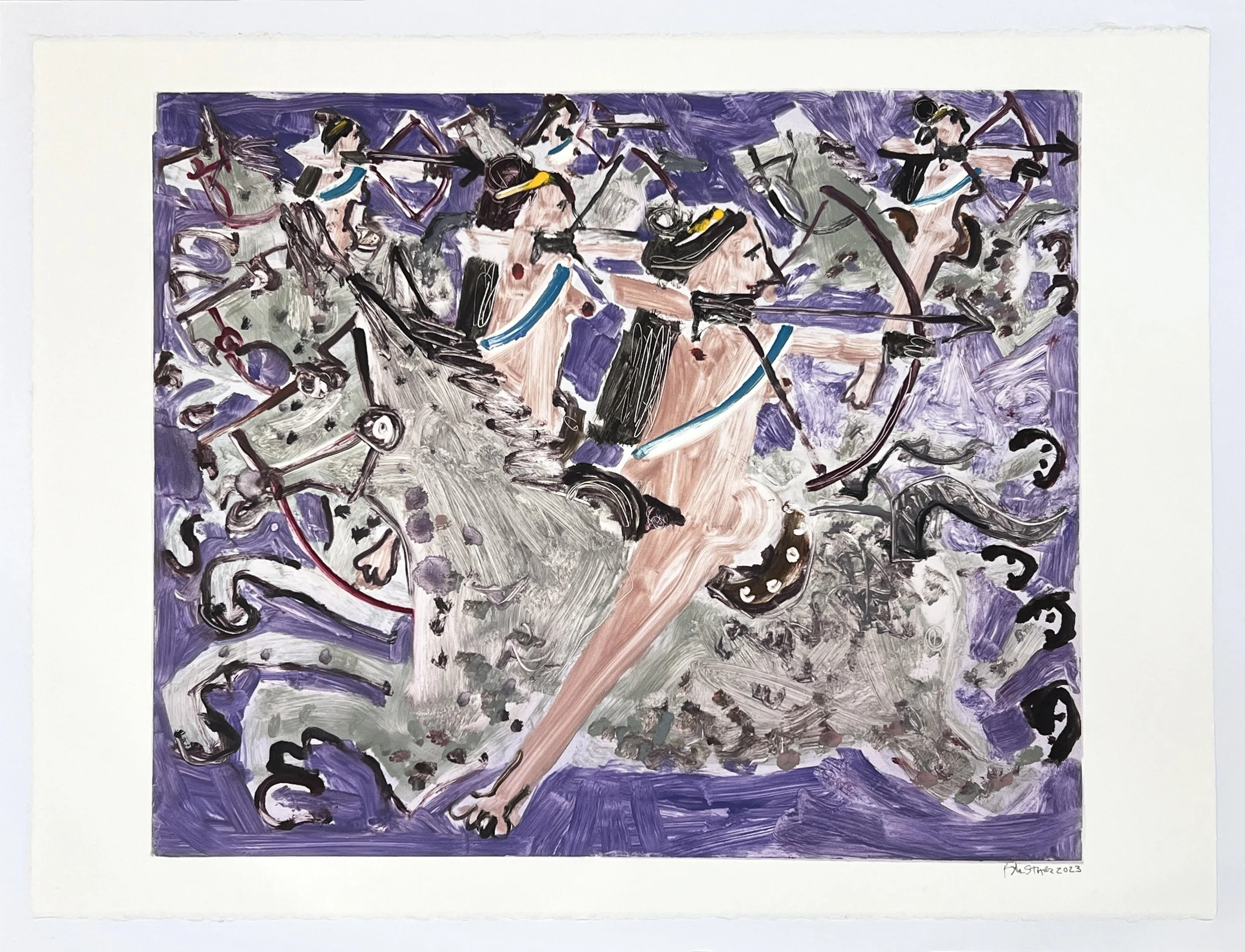   Archers , 2023 Monotype Image Size: 19.5 x 23.5 inches Paper Size: 22 x 30 inches Unique 