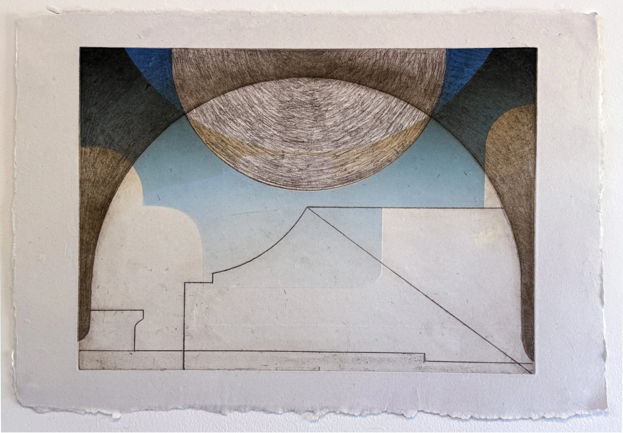 Roman Recollection III , 2024-25 Etching and Monotype Printed on repulped paper of a degraded Sebastiano Serlio book: Libro Primo d'Architettura,Libro Estraordinario. Venice: Francesco Senese & Zuane Krugher, 1566 Image size: 13.5 x 19 inches P