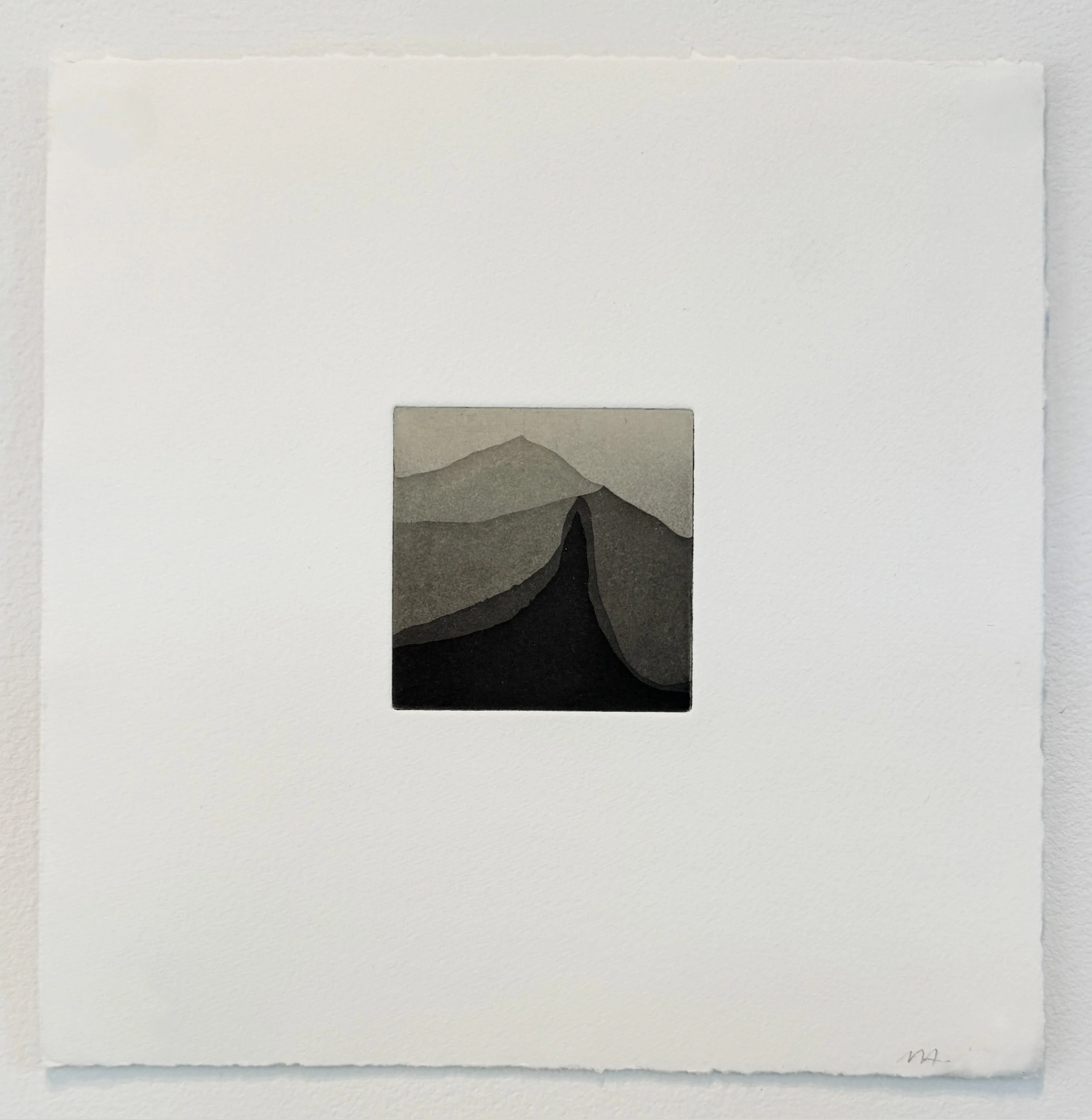 Volcano , 2025 Etching Image size: 3 x 3 inches Paper size:10 x 10 inches Unique
