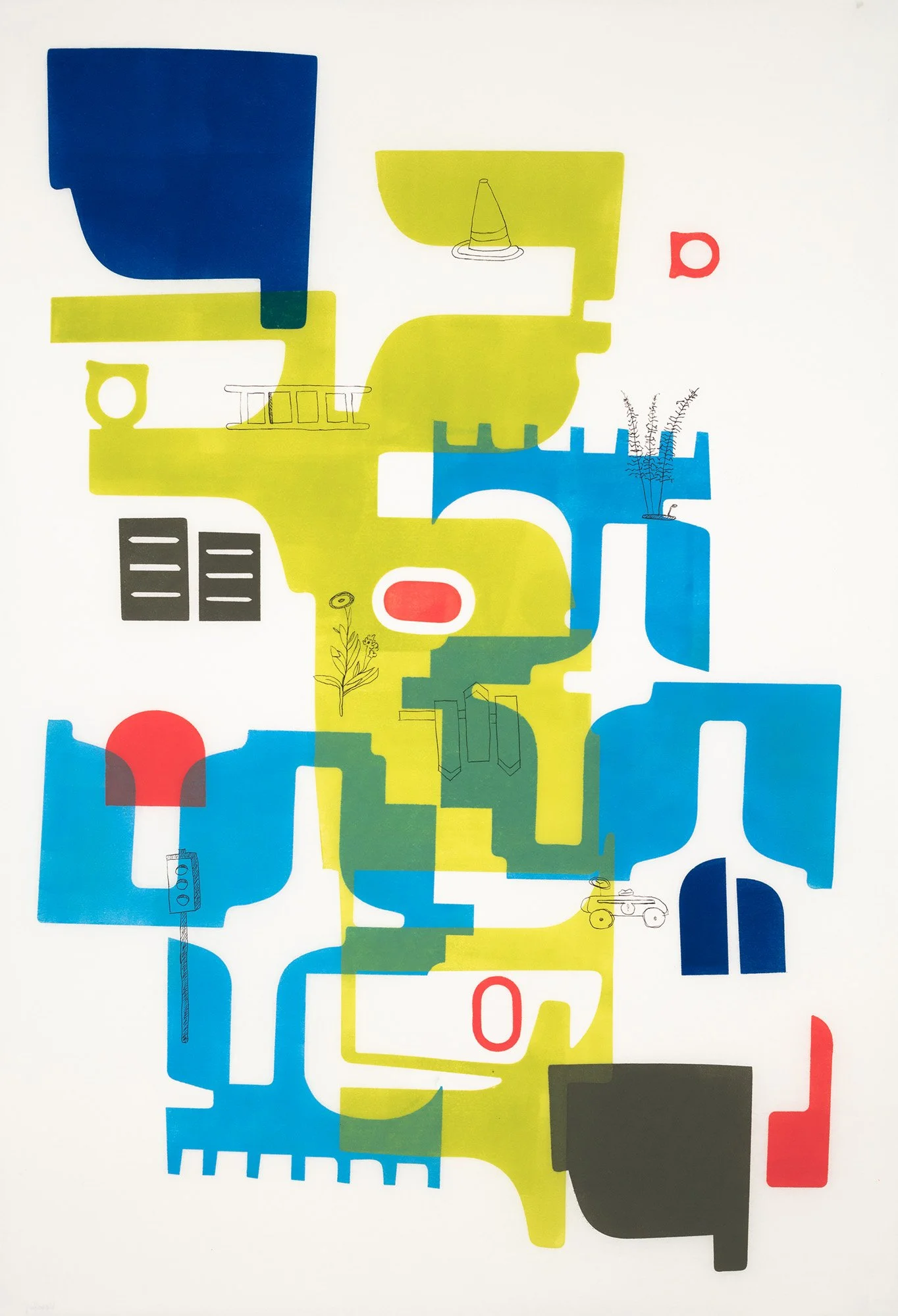 Spatial Recognition II , 2025 Monoprint Image and Paper Size: 37 x 25 inches Unique