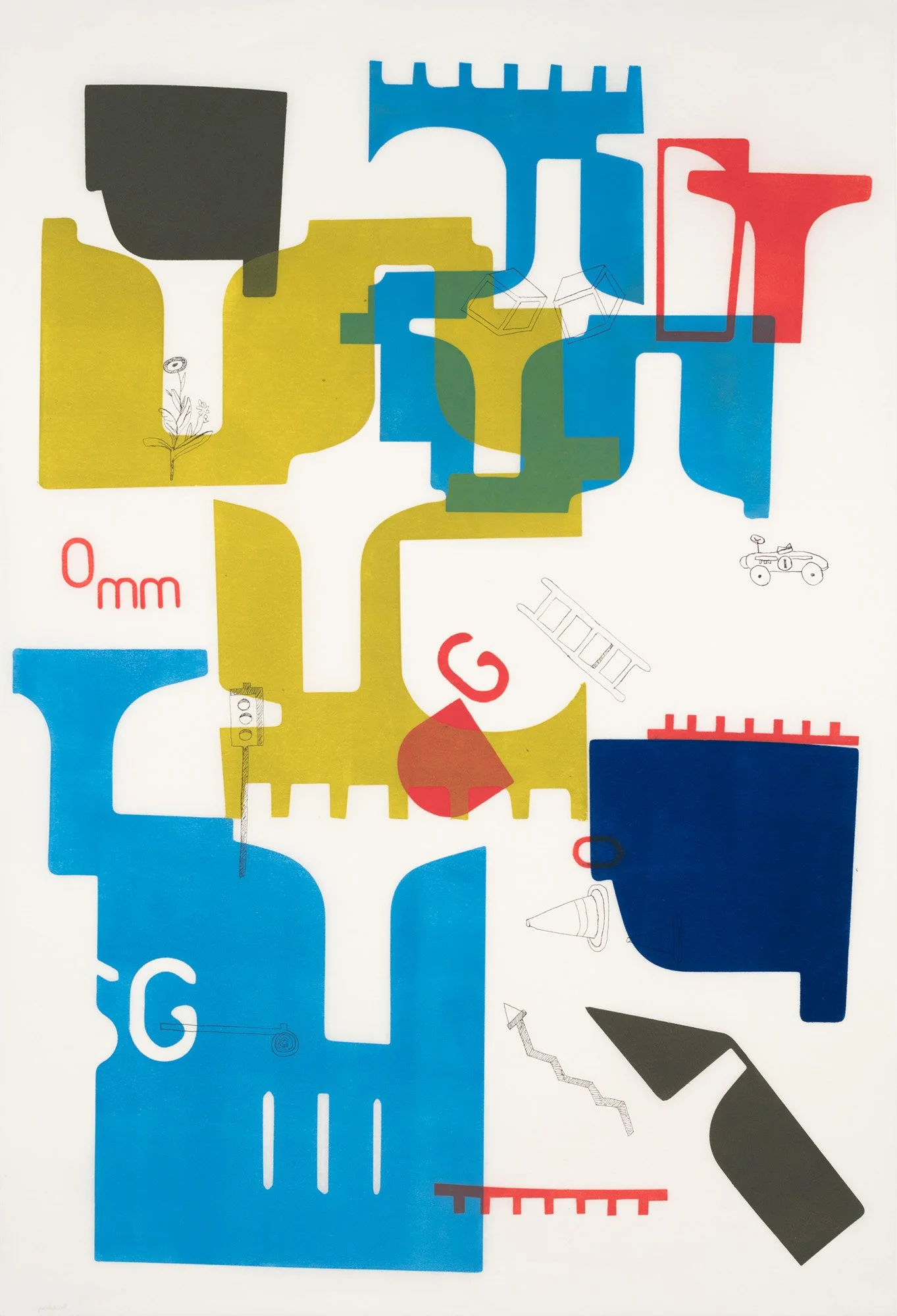 Spatial Recognition VI , 2025 Monoprint Image and Paper Size: 37 x 25 inches Unique