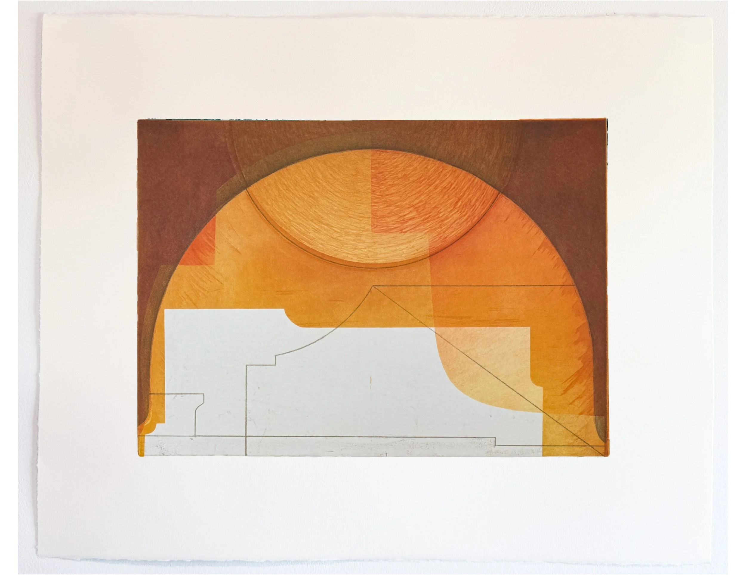 Roma Reflection XVIII , 2024-25 Etching with Monotype Image: 13.5 x 19.25 inches Paper: 16.5 x 24 inches Series of 10 Unique Printed at Temple Rome & 10 Grand Press Published by 10 Grand Press