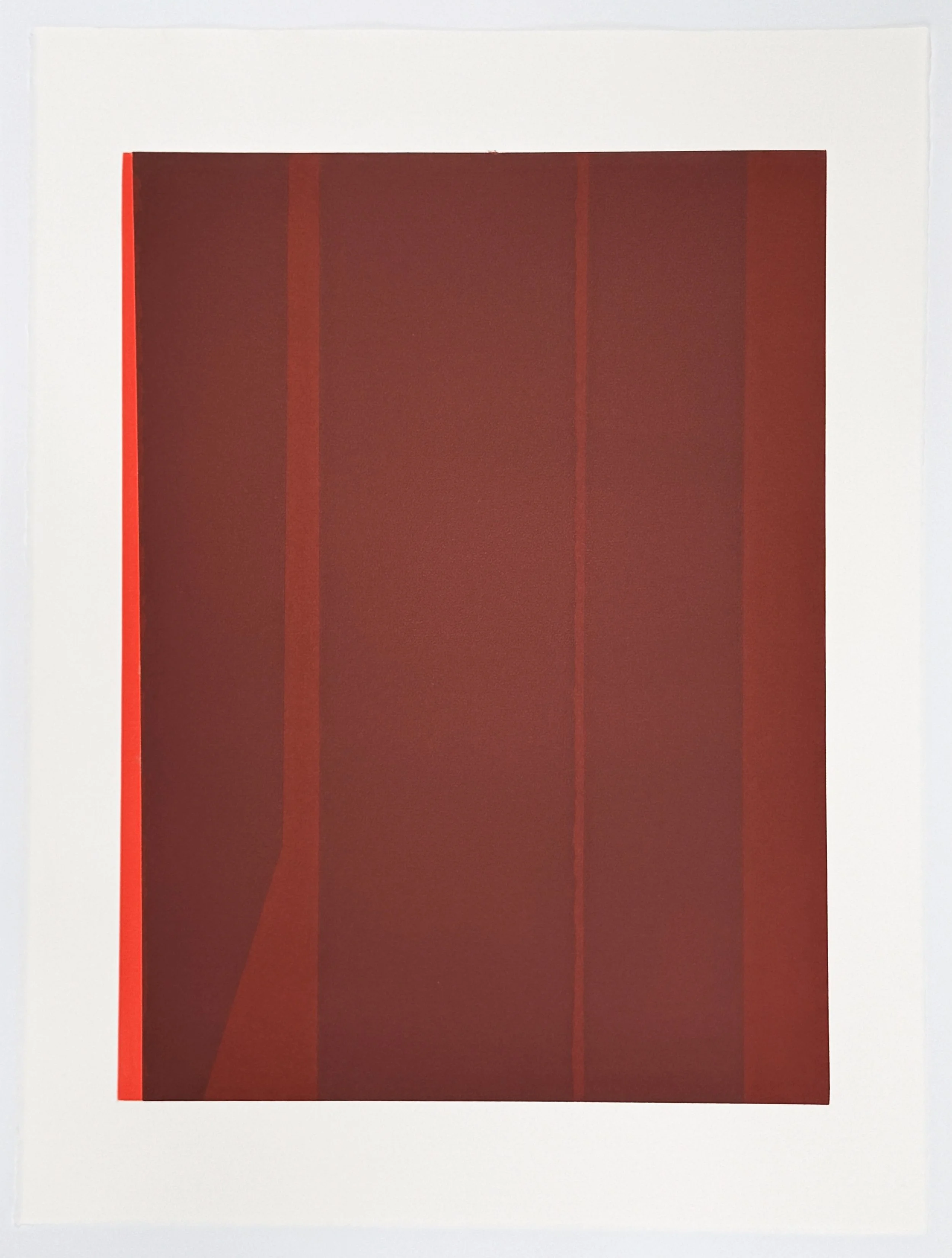   Dense Red, Open Strings , 2025 Monotype Image Size: 24 x 18 inches Paper Size: 30 x 22 inches Split: 10 Grand Press (3) 