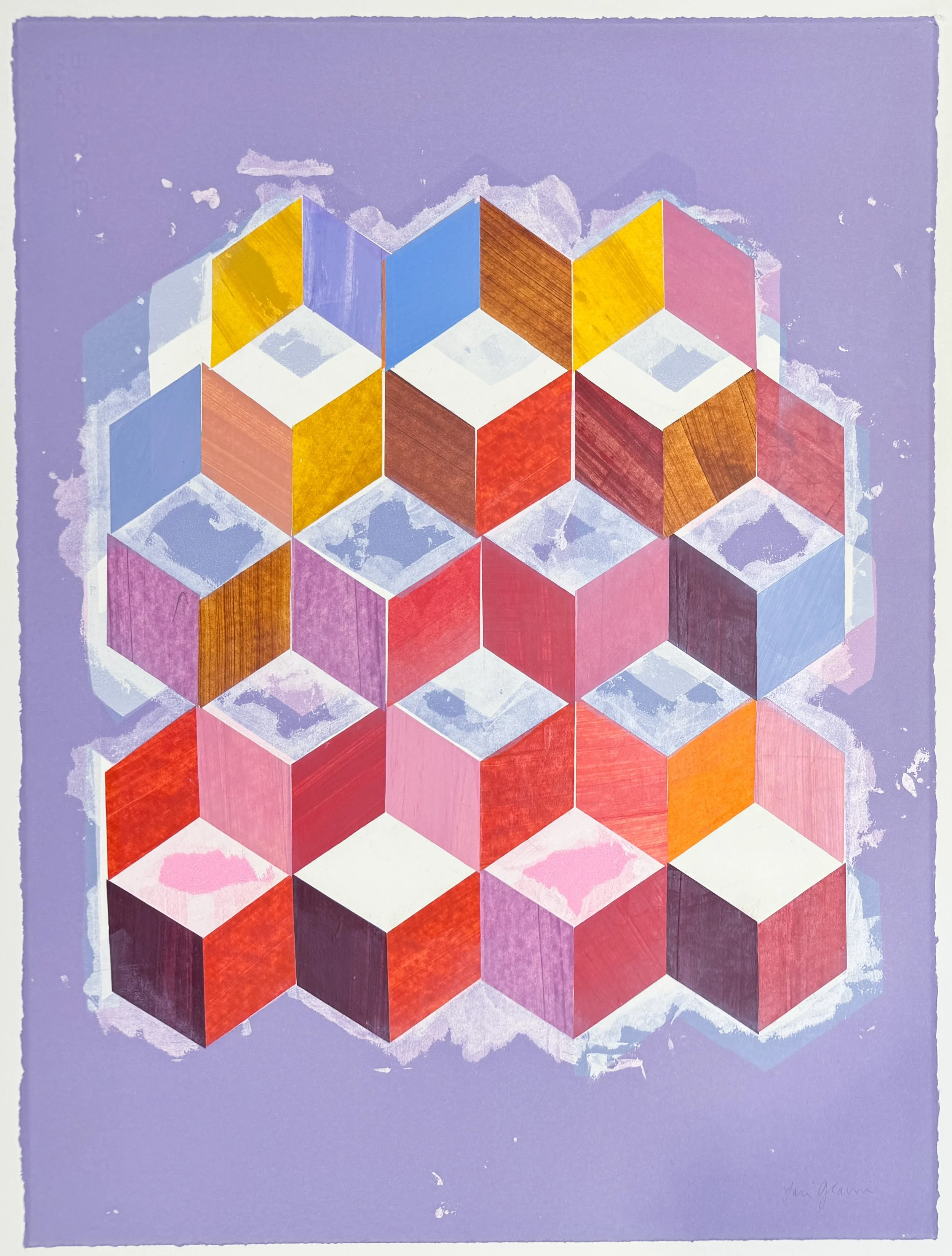   Tumbling Mauve , 2026 Monotype Image and Paper Size: 30 x 22 1/2 inches Unique 