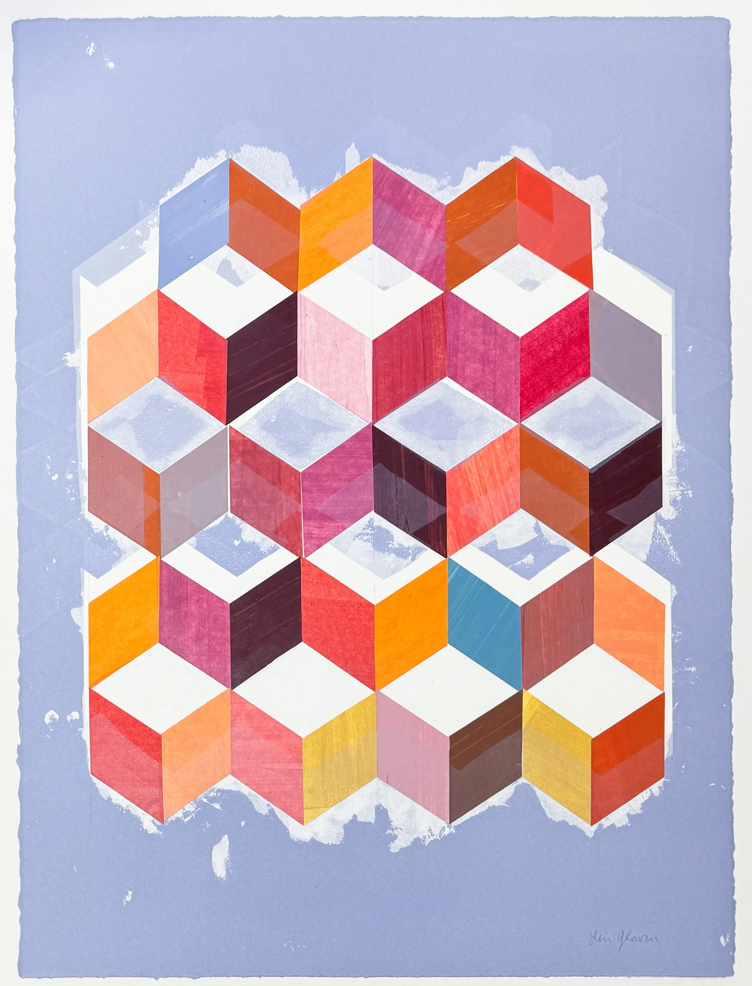   Tumbling Periwinkle , 2026 Monotype Image and Paper Size: 30 x 22 1/2 inches Unique 