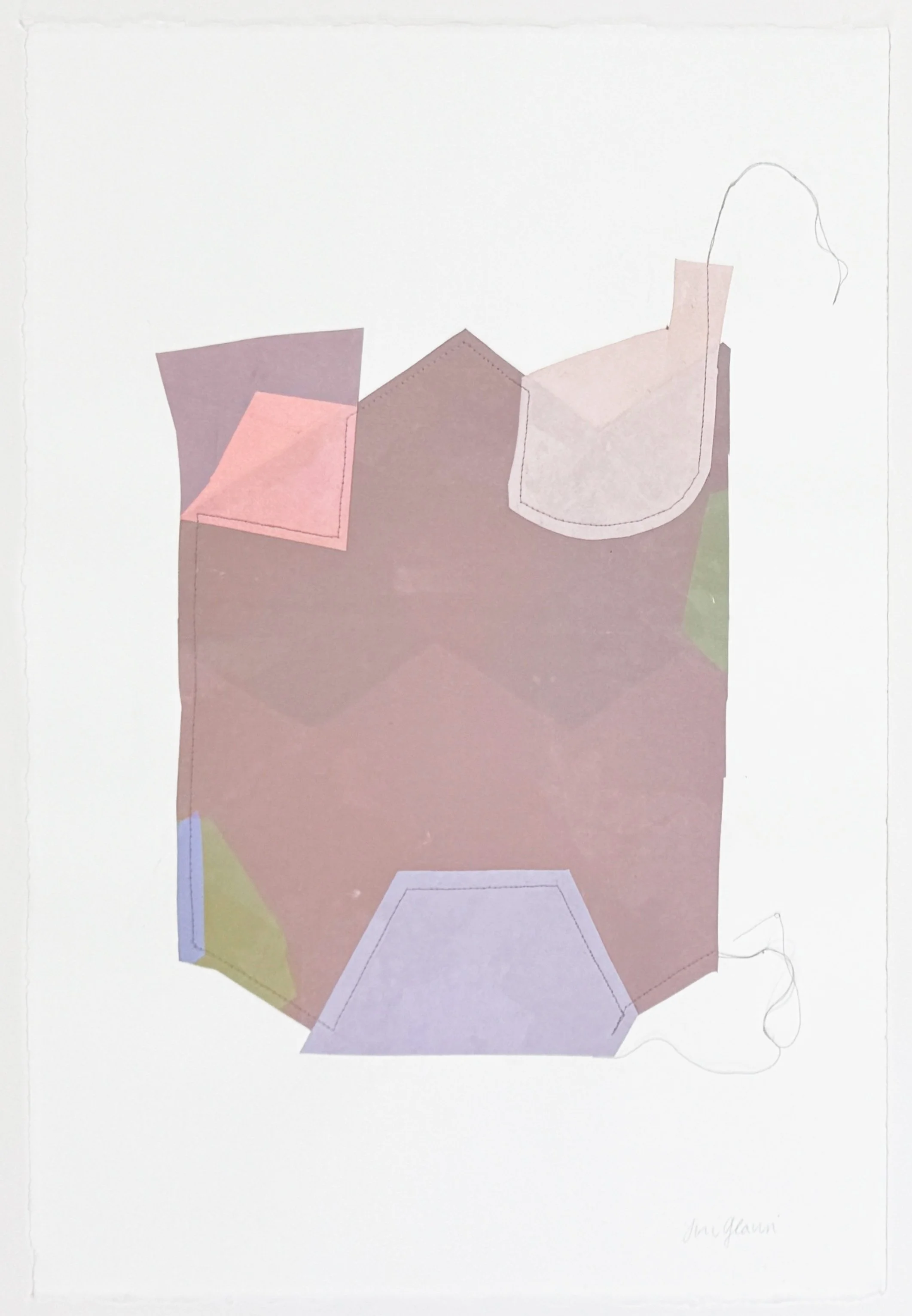   Pocket , 2026 Collaged Monotype Image and Paper Size: 22 1/4 x 15 inches Unique 