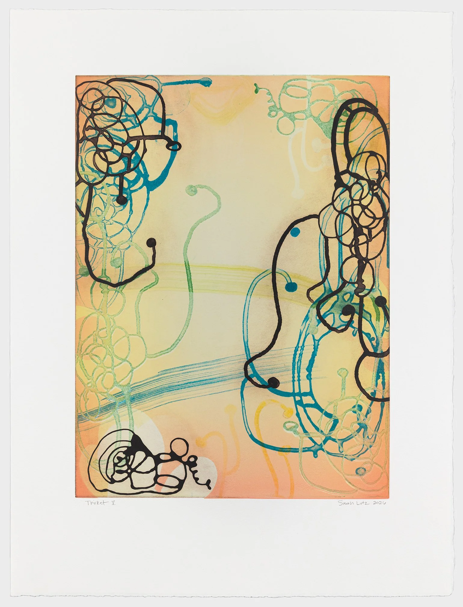   Thicket V , 2026 Monotype with Intaglio &amp; Pochoir Image size: 20 x 15 inches Paper size: 27 1/2 x 21 inches Series of 17 Unique 