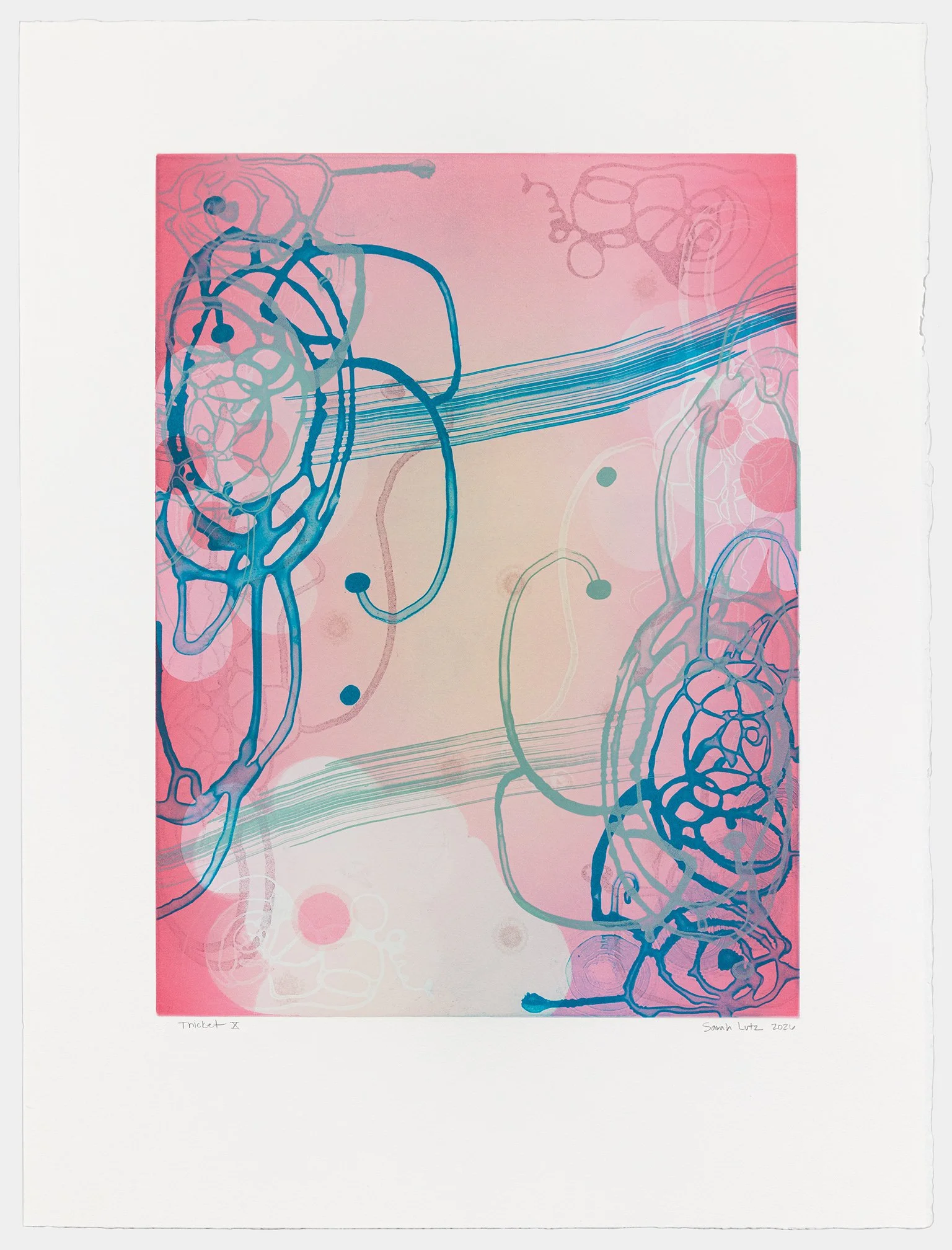   Thicket X , 2026 Monotype with Intaglio &amp; Pochoir Image size: 20 x 15 inches Paper size: 27 1/2 x 21 inches Series of 17 Unique 