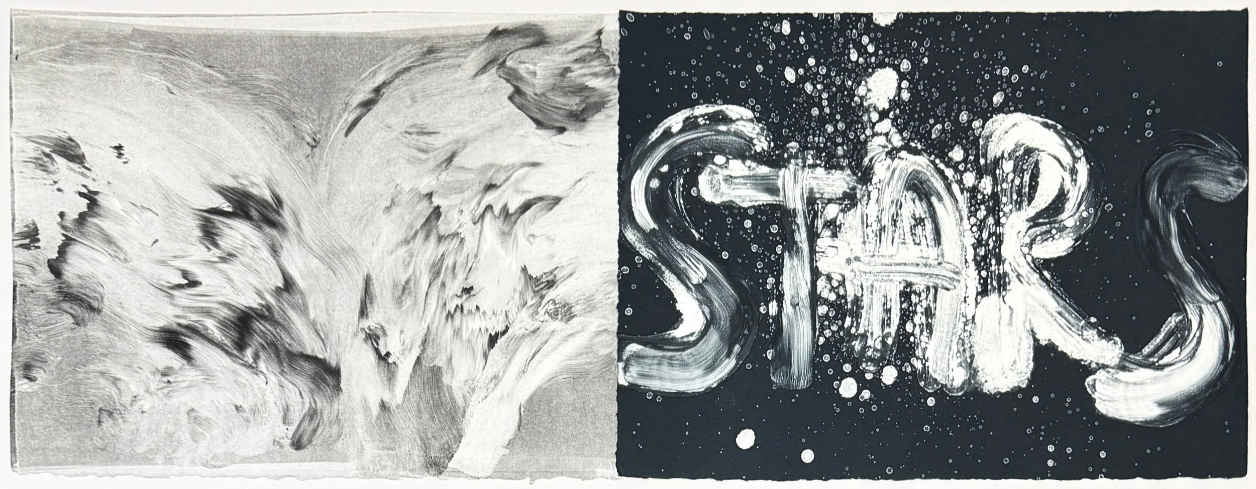   Untitled (Diptych Stars) , 2026 Monotype Image and paper size: 11 x 30 inches Unique 