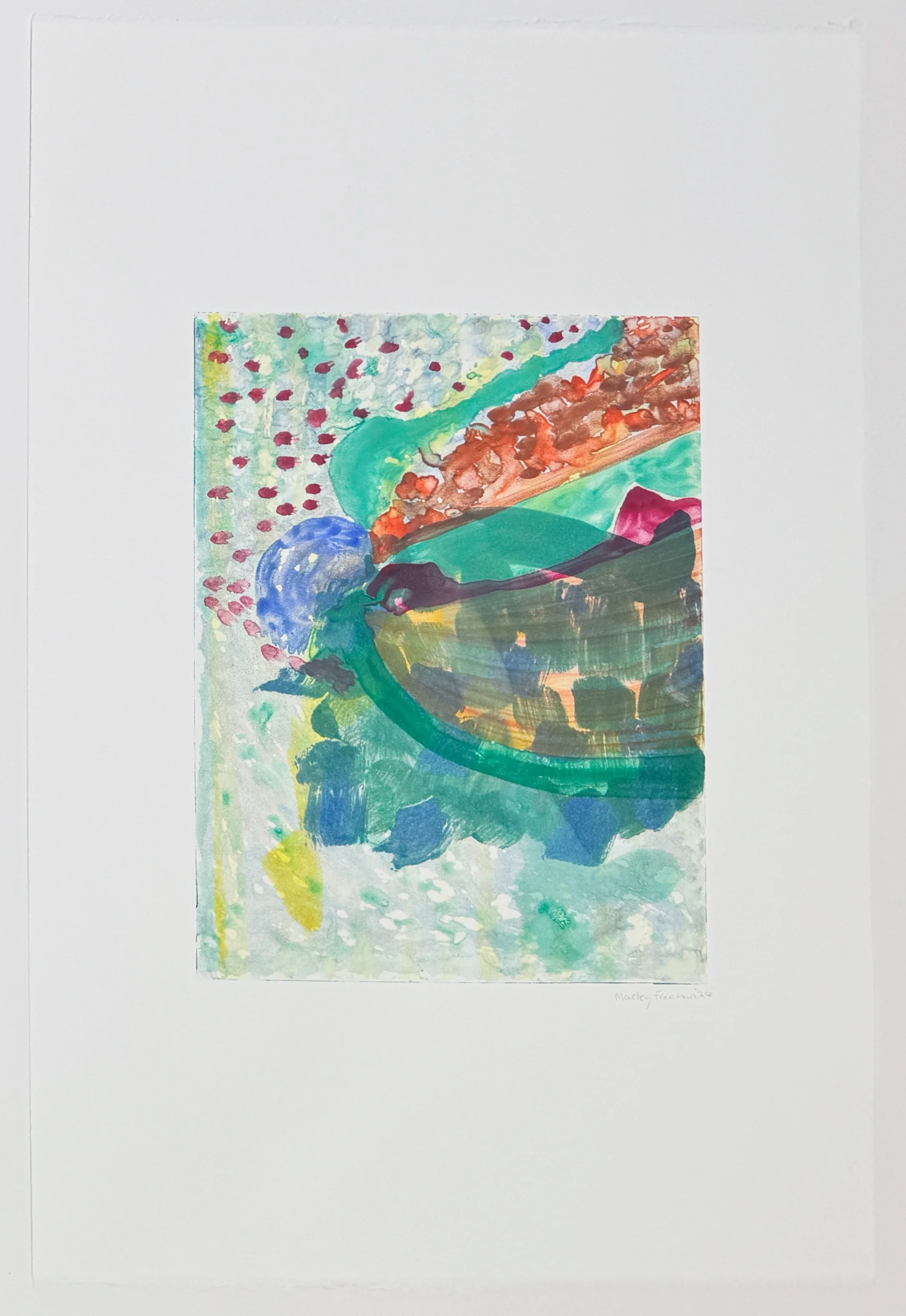   continue my study , 2026 Watercolor monotype Image size: 11 1/2 x 9 inches Paper size: 22 1/2 x 15 inches Unique 