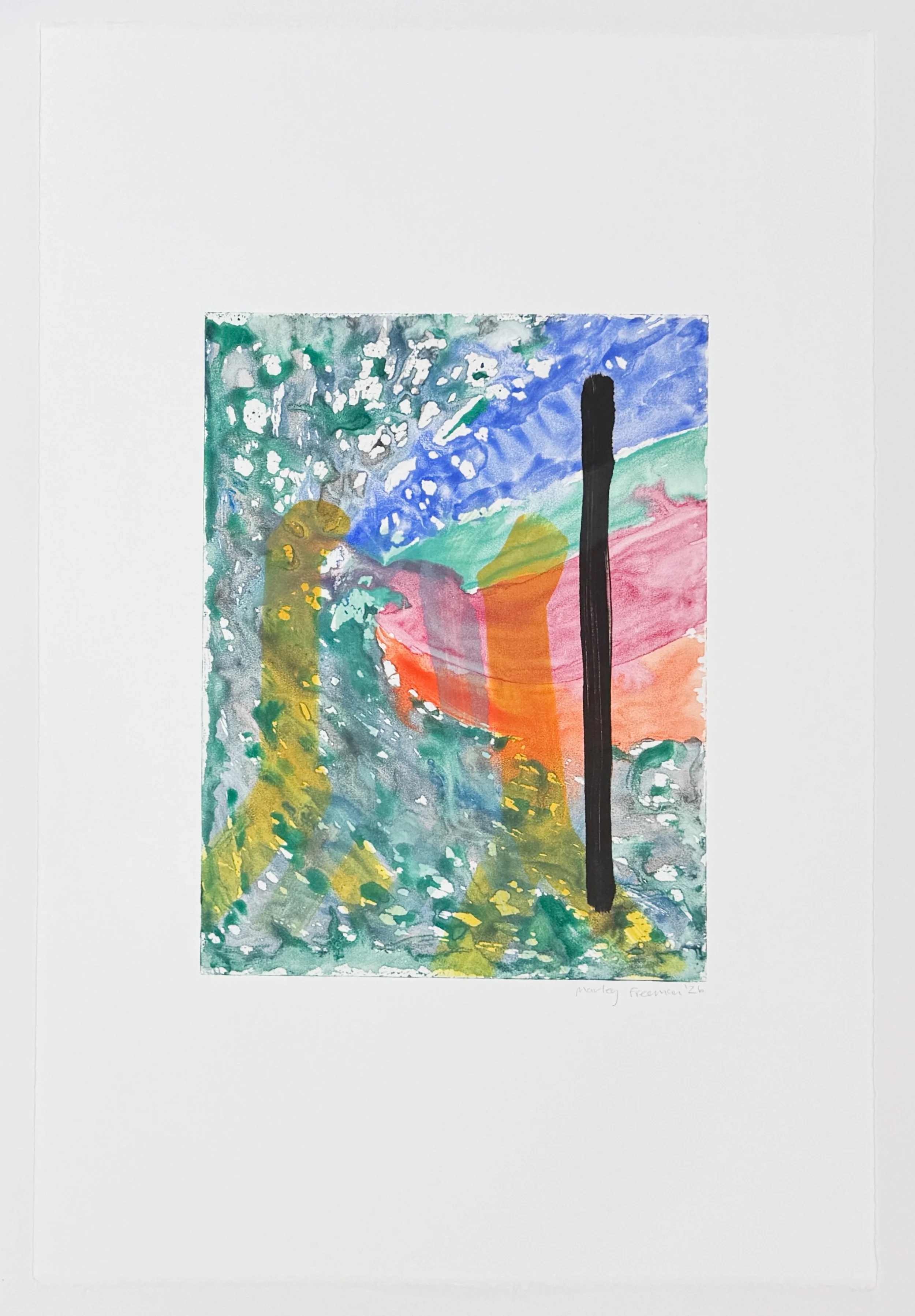   a bloody fog , 2026 Watercolor monotype Image size: 11 1/2 x 9 inches Paper size: 22 1/2 x 15 inches Unique 