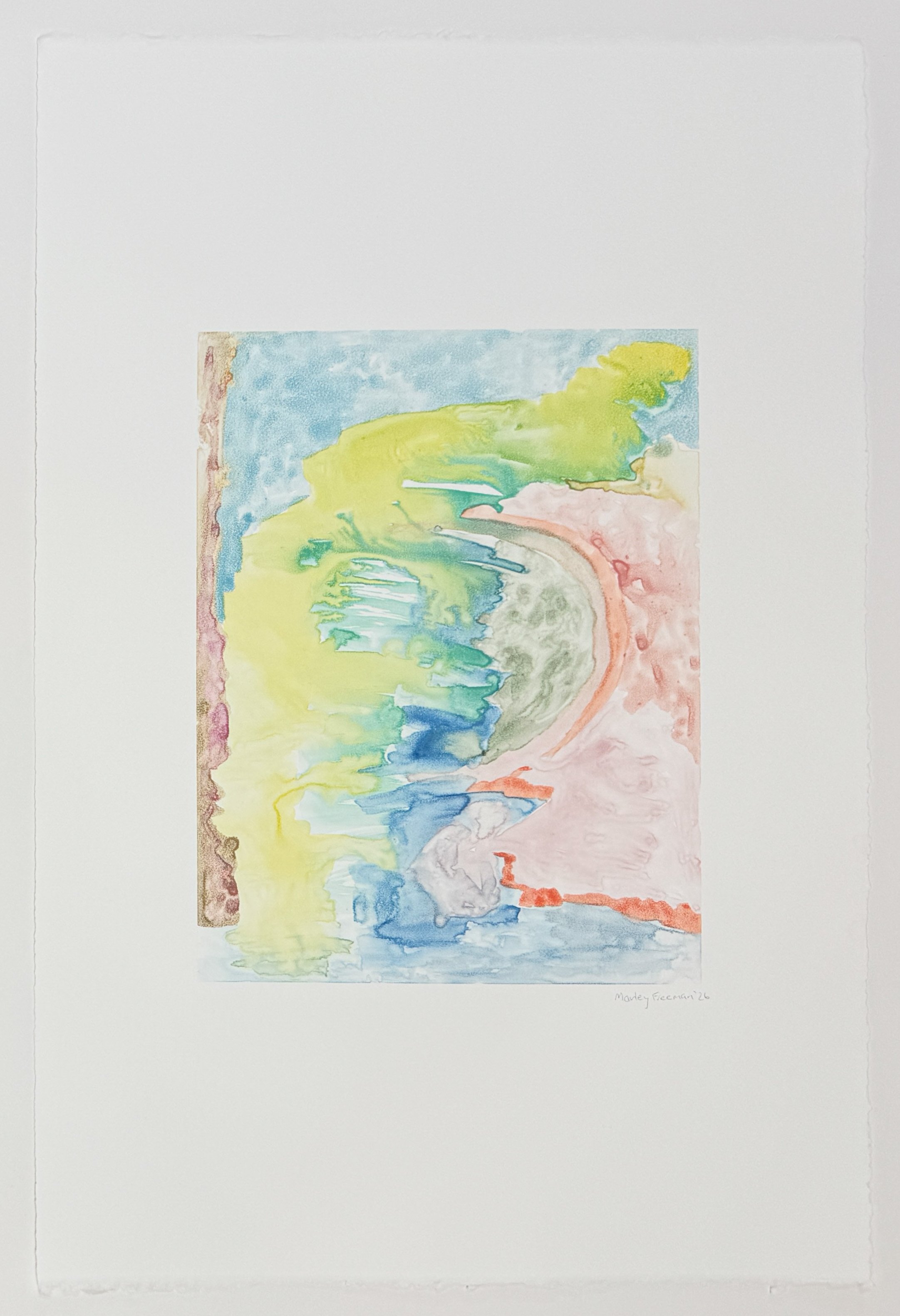   better stewards than we’d been , 2026 Watercolor monotype Image size: 11 1/2 x 9 inches Paper size: 22 1/2 x 15 inches Unique 