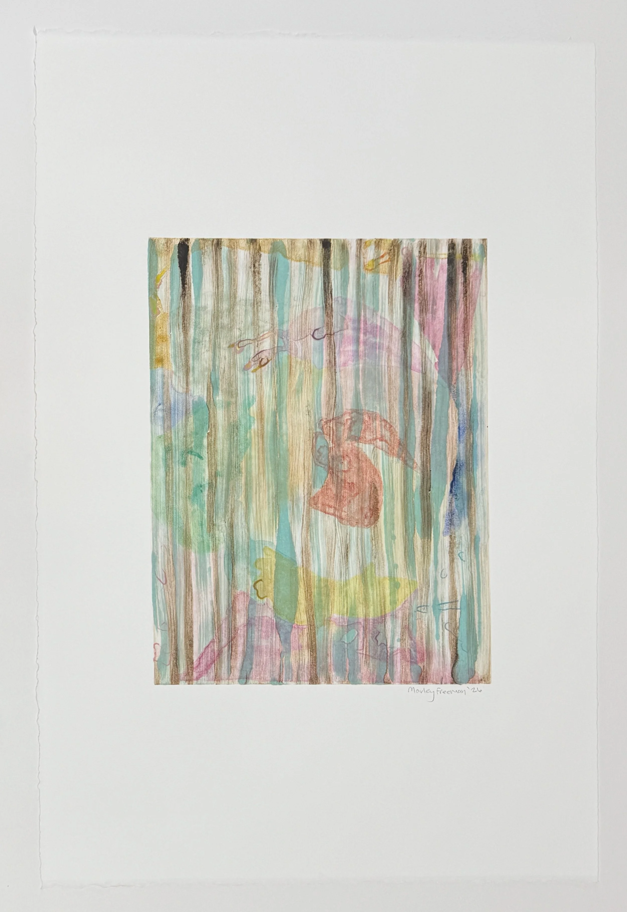   Untitled XXXI , 2026 Watercolor monotype Image size: 11 1/2 x 9 inches Paper size: 22 1/2 x 15 inches Unique 