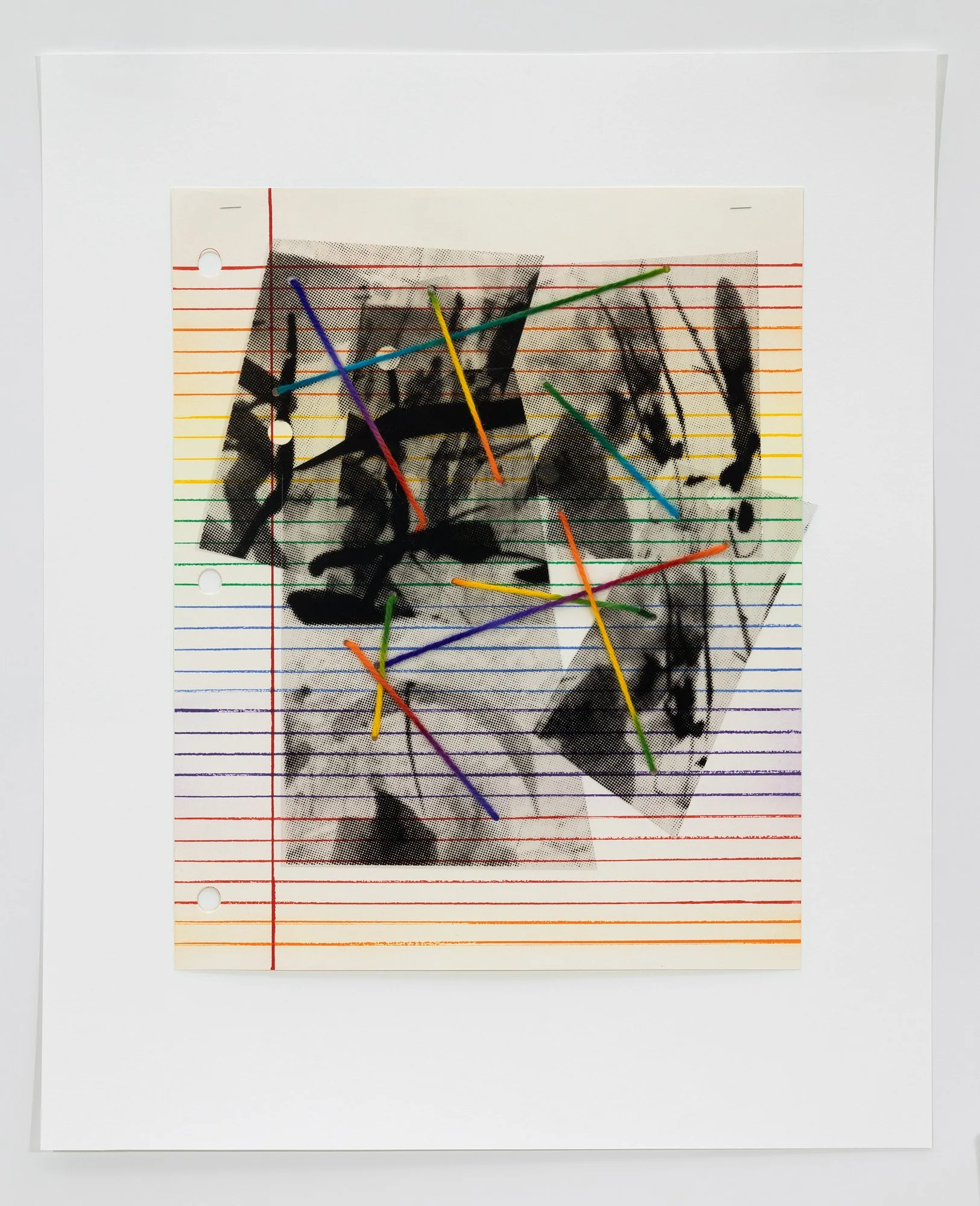  Composition (G), 2026 Etching and screenprint on mylar, with staples and hand-dyed yarn Image size: 18 1/4 x 14 5/8 inches Paper size: 25 1/2 x 20 3/4 inches Edition: 3/3 Varied edition of 3 