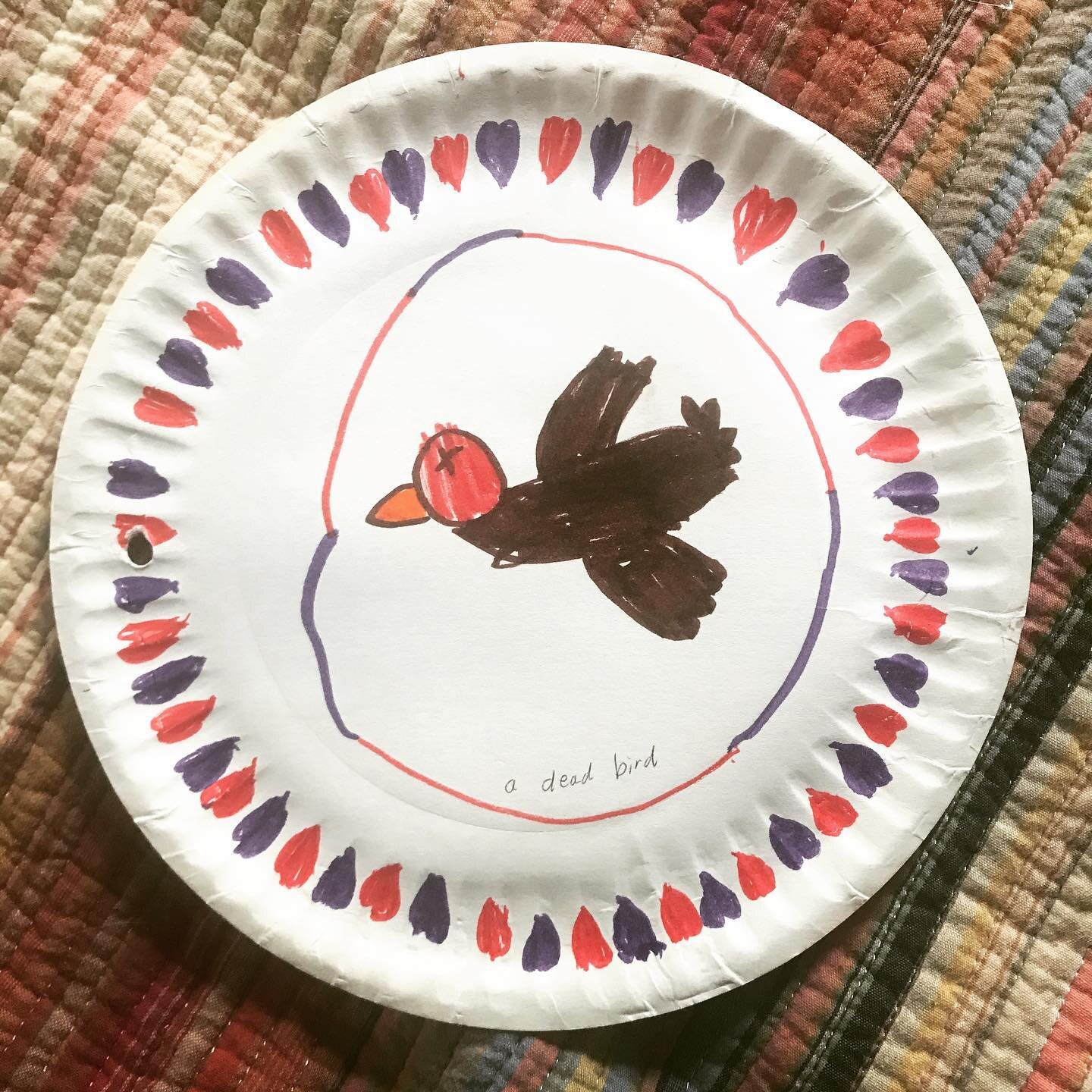 *Guest unearthing*
I love picturing the teacher assigning this art project and getting back dogs and rainbows and trucks and then...this &ldquo;A Dead Bird&rdquo;
@beepbeepashlyn 
#CheckOnYourNotOnlyChild 

#getthiskidintherapy #notanonlychild #first