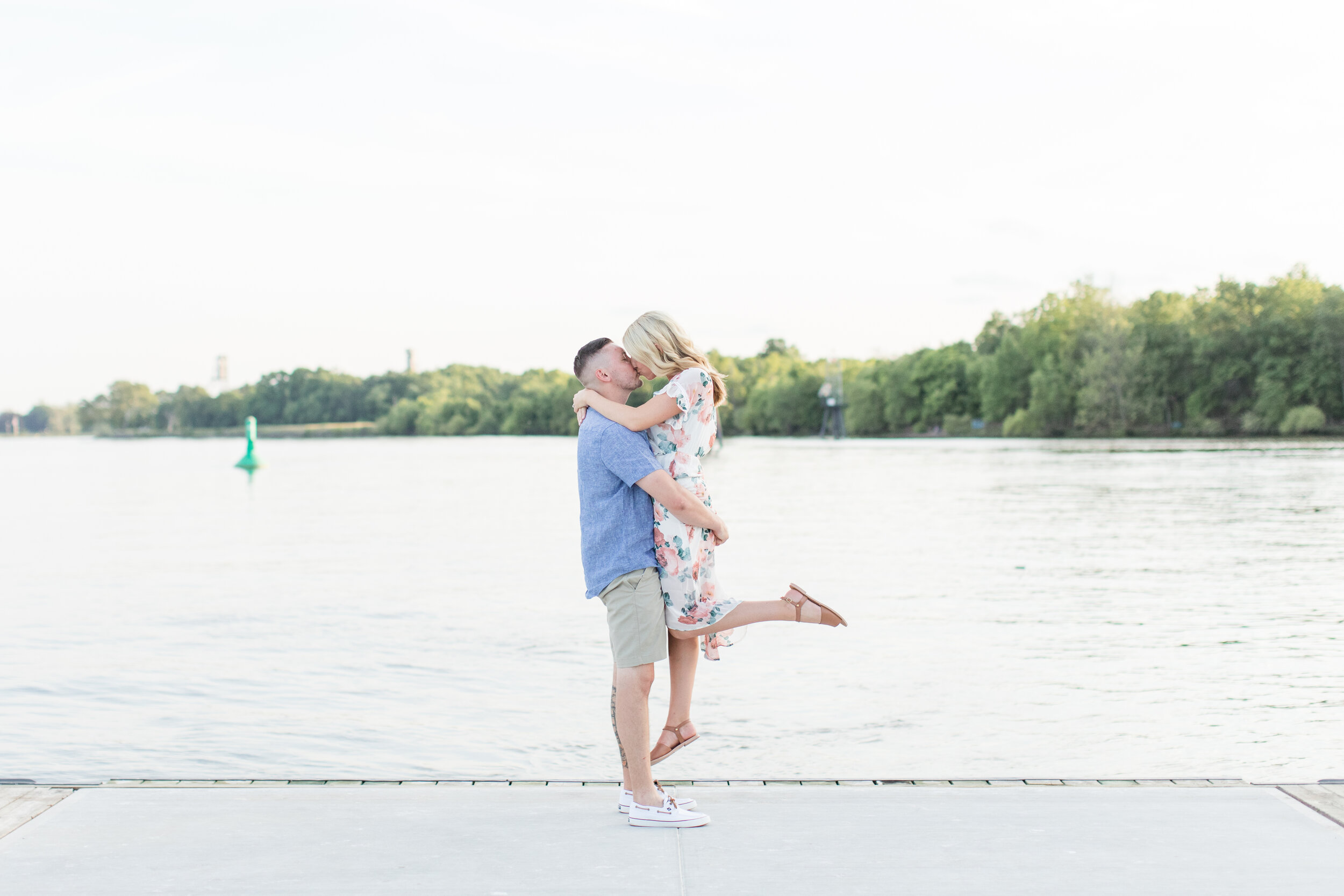 Located just outside of Philadelphia, The Bristol Waterfront Park was the perfect location for Brittany and Tom’s Engagement session photographed by Kelly Pullman photography.