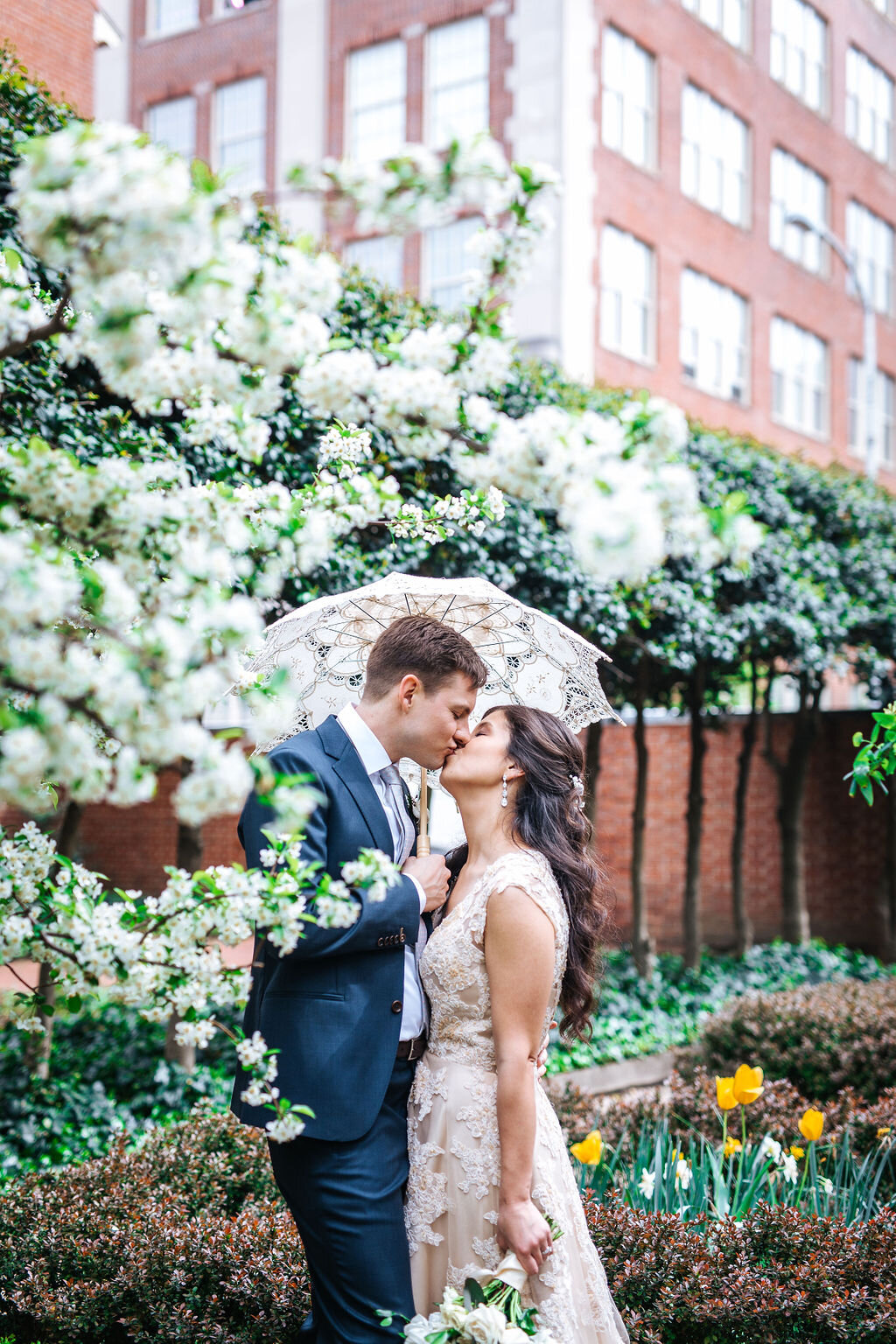 Long before the Coronavirus came to town, Amanda and Ben were dreaming up their intimate at home wedding ceremony. Followed by a lovely trip to Philadelphia for beautiful portraits under the cherry blossoms, old city, broad street and Attico Rooftop