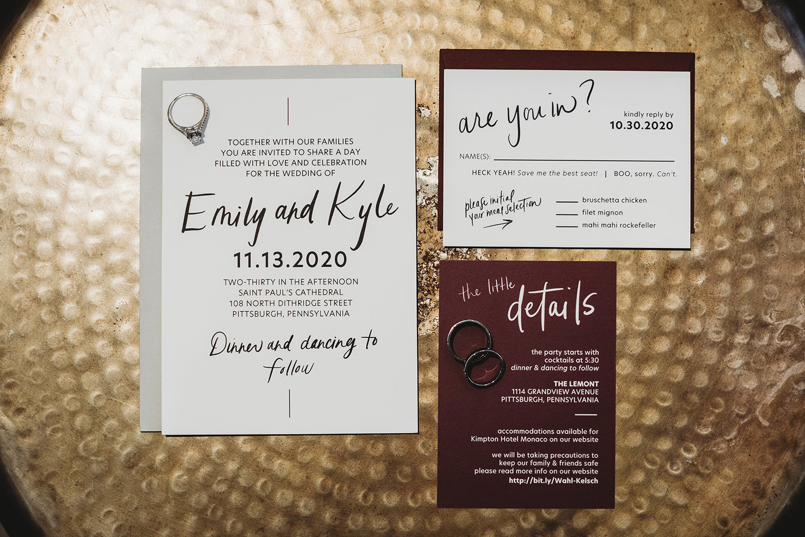 Emily and Kyle's Luxe Burgundy and Sapphire Fall Wedding at LeMont Restaurant 