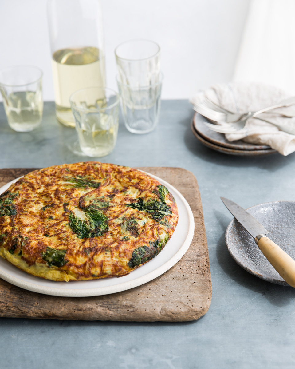 Tortilla Española with Choy Sum