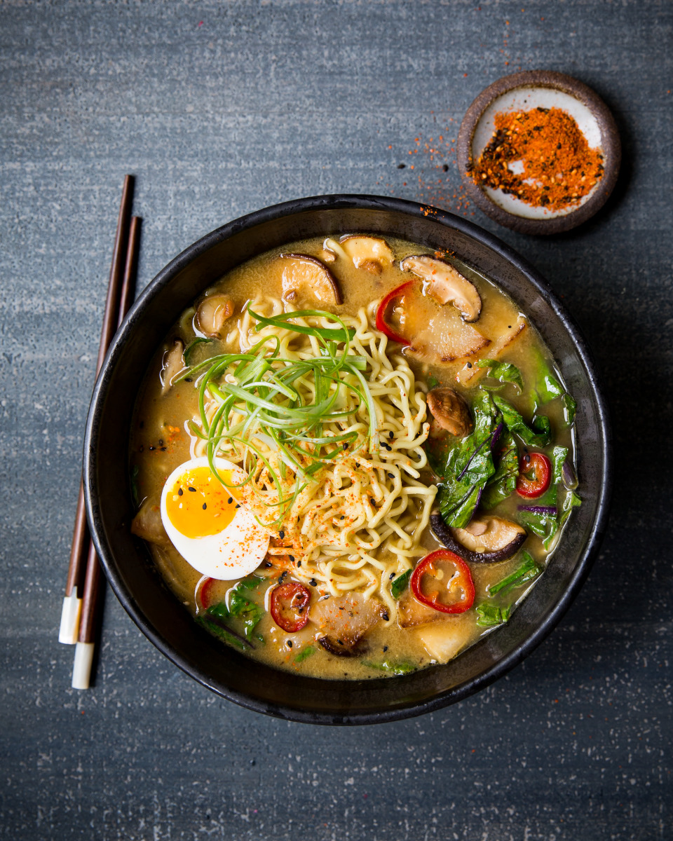 Kohlrabi Ramen with Mushroom Miso Broth