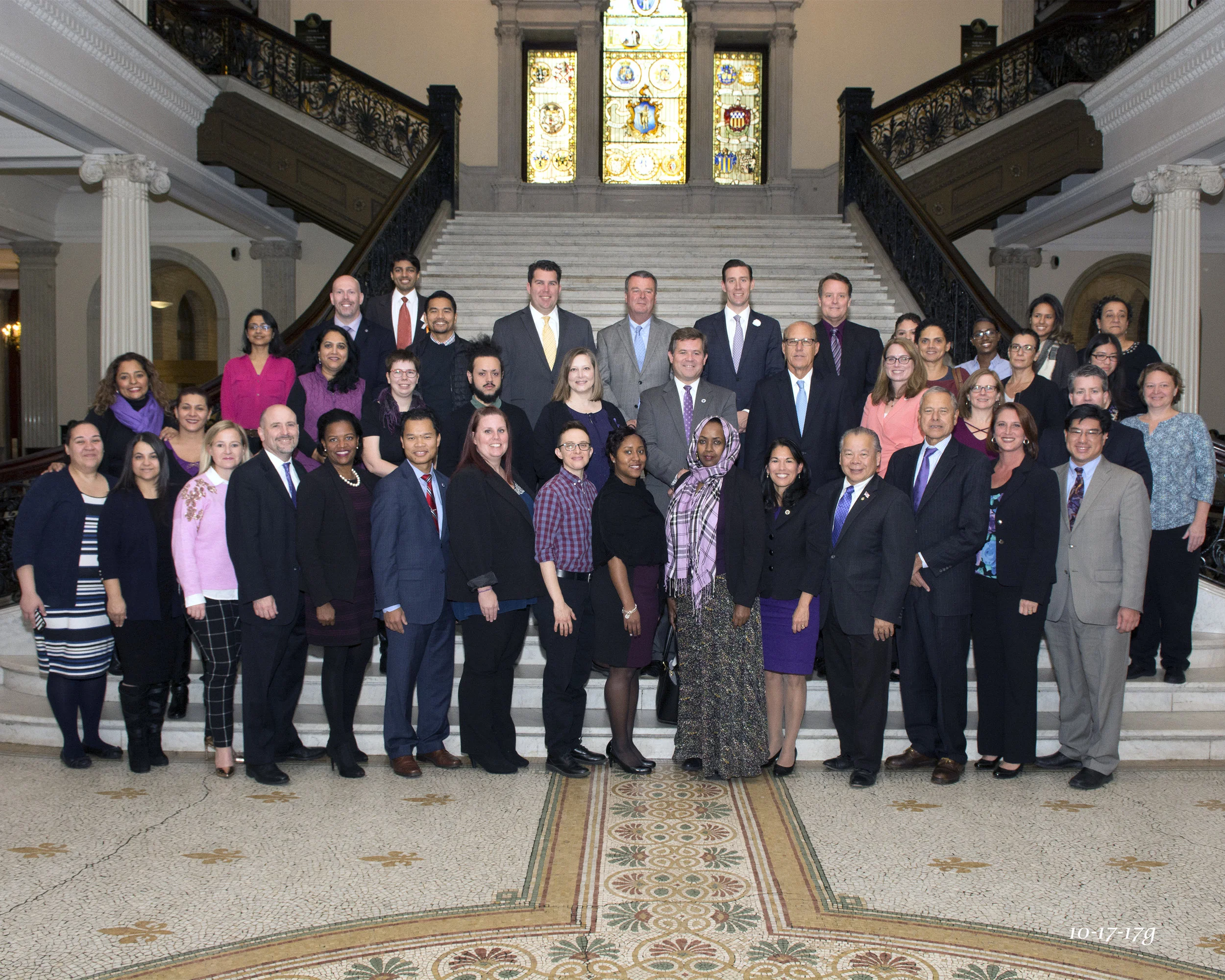 Legislators and community organizations gather for "Domestic Violence Awareness Day for Marginalized Communities" at the State House, October 2017.