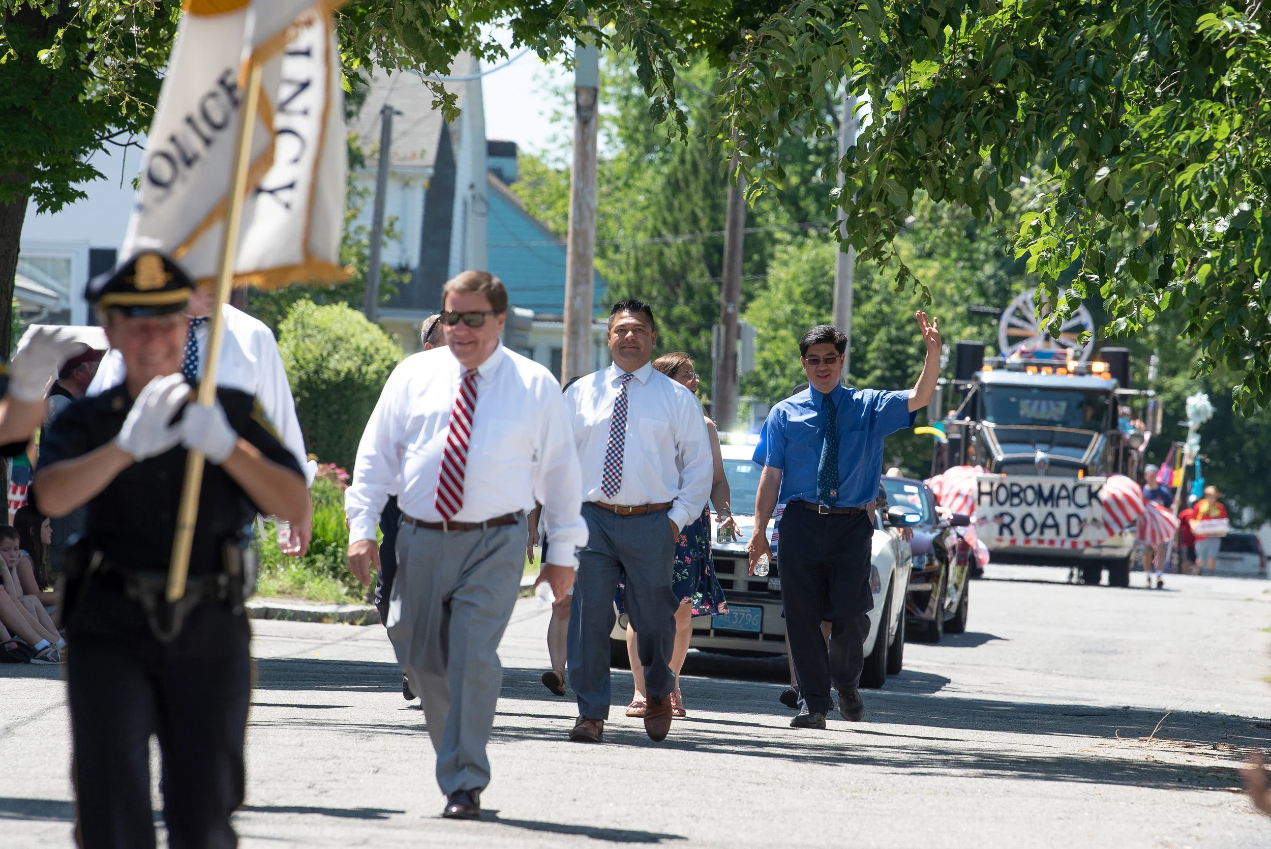 Walking alongside Mayor Tom Koch, Councilor-At-Large Noel DiBona, and other city and state officials at the Merrymount 4th of July parade.