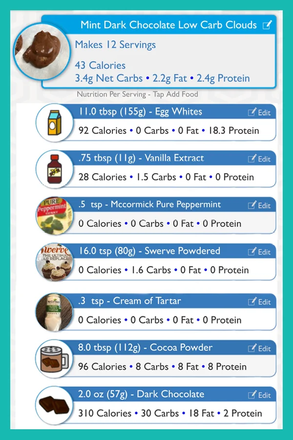 Mint Dark Chocolate Low Carb Clouds Macros.jpg