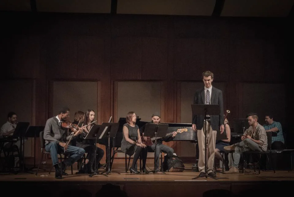Narrating a performance of Frederic Rzewski's Coming Together with members of the Longy composition department. Cambridge, MA 2/24/18
