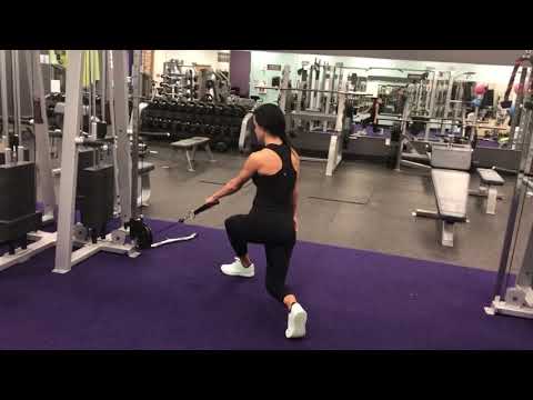 370. Cable tower Curtsy lunges