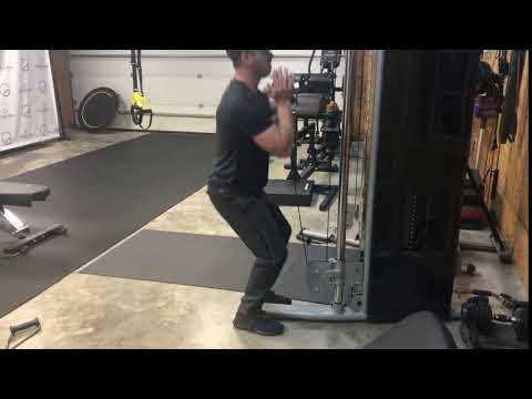407. Cable tower front squats