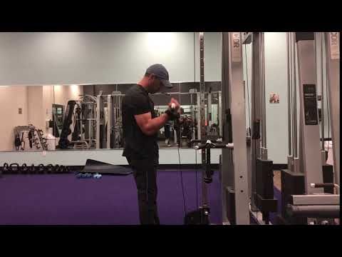 48. Neutral grip bicep curls on cable tower