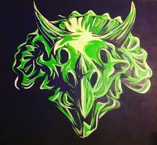 Can #dinofriday be a thing? My walls needed a little oomph, so painted this #triceratops to jazz them up a bit. You can have your own #paintparty and learn this too! Other #dinosaus upon request 😍 #huntingtonbeach #localarts #paintandsip #customart 