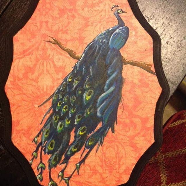 #peacock plaque! Had fun with this one, it's a great accent piece! #localartist #paintandsip #huntingtonbeach #orangecounty #learntopaint #funart #artprojects #decorate