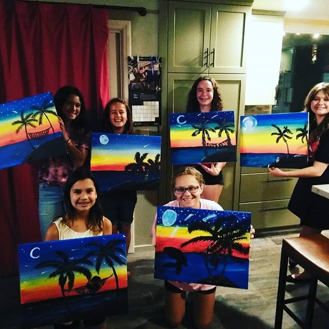 Look how awesome these all turned out!!! Great job girls! #birthdayparty #kidsart #paintparty #birthdayideas #kidspaint #lusciousbrush #funart #orangecounty #huntingtonbeach #anaheim #mobilepaintparty