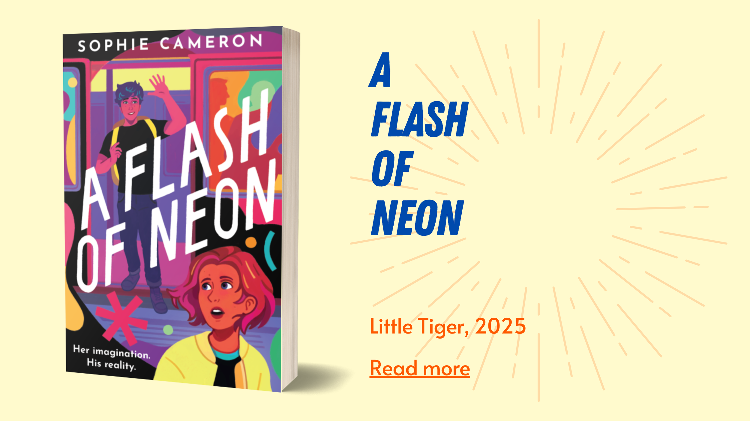 Cover for A Flash of Neon, published by Little Tiger, 2025.