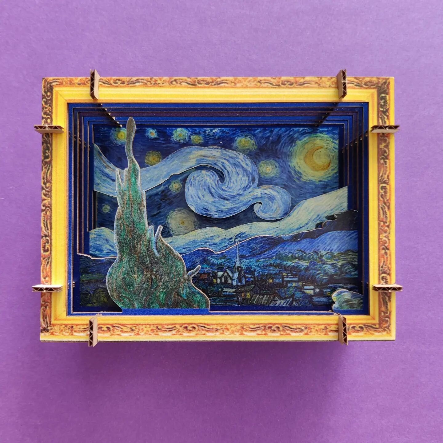 Our 3D reimagination of Starry Night by Vincent Van Gogh.

8 laser of cardboard meticulously laser cut and printed on right here in our New Orleans studio.

Available now