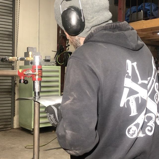 Working on a transmission tunnel for #Golaith.  Huge thanks to @jrmmetalworks for the attention to detail on this X-45 planishing hammer. It does work! 👈 Swipe for progress pics. #LTScustoms #jrmmetalworks #sheetmetal #shaping #fabrication #metalfab