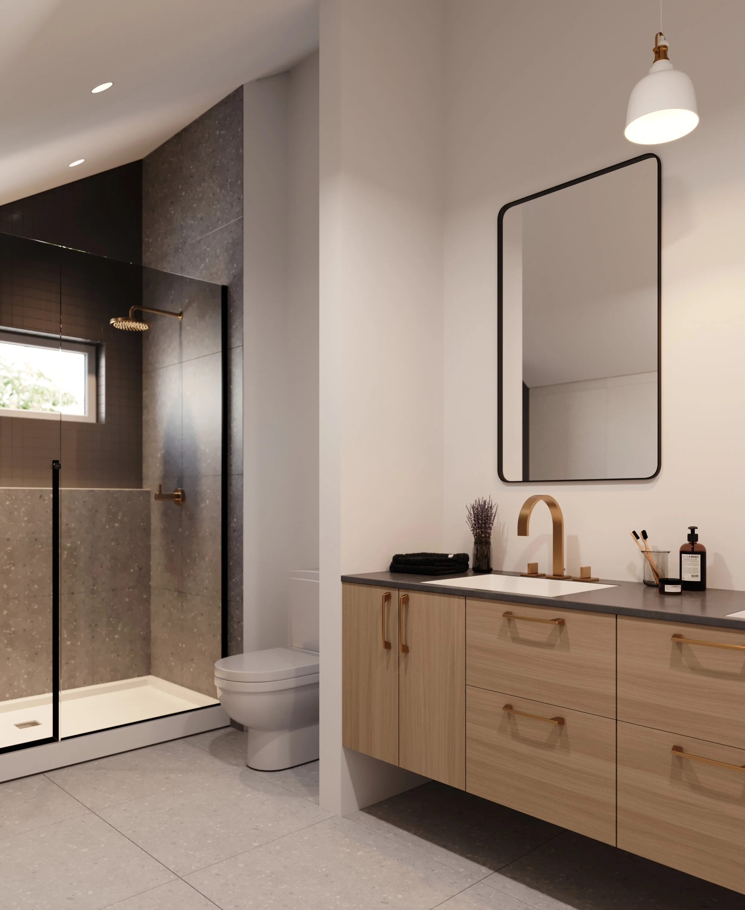 Wolff Street Townhomes primary bathroom rendering