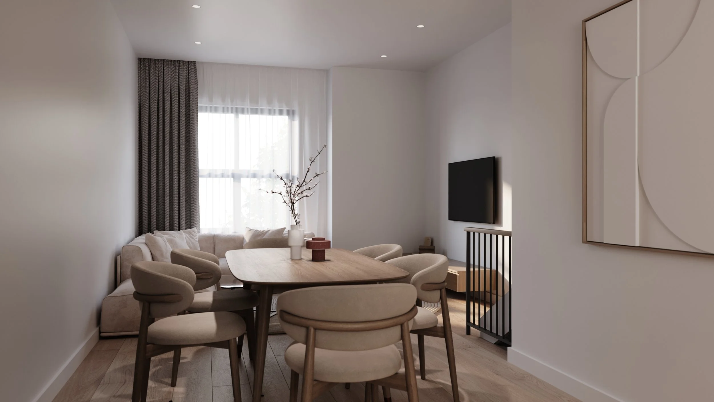 Wolff Street Townhomes dining and living room rendering