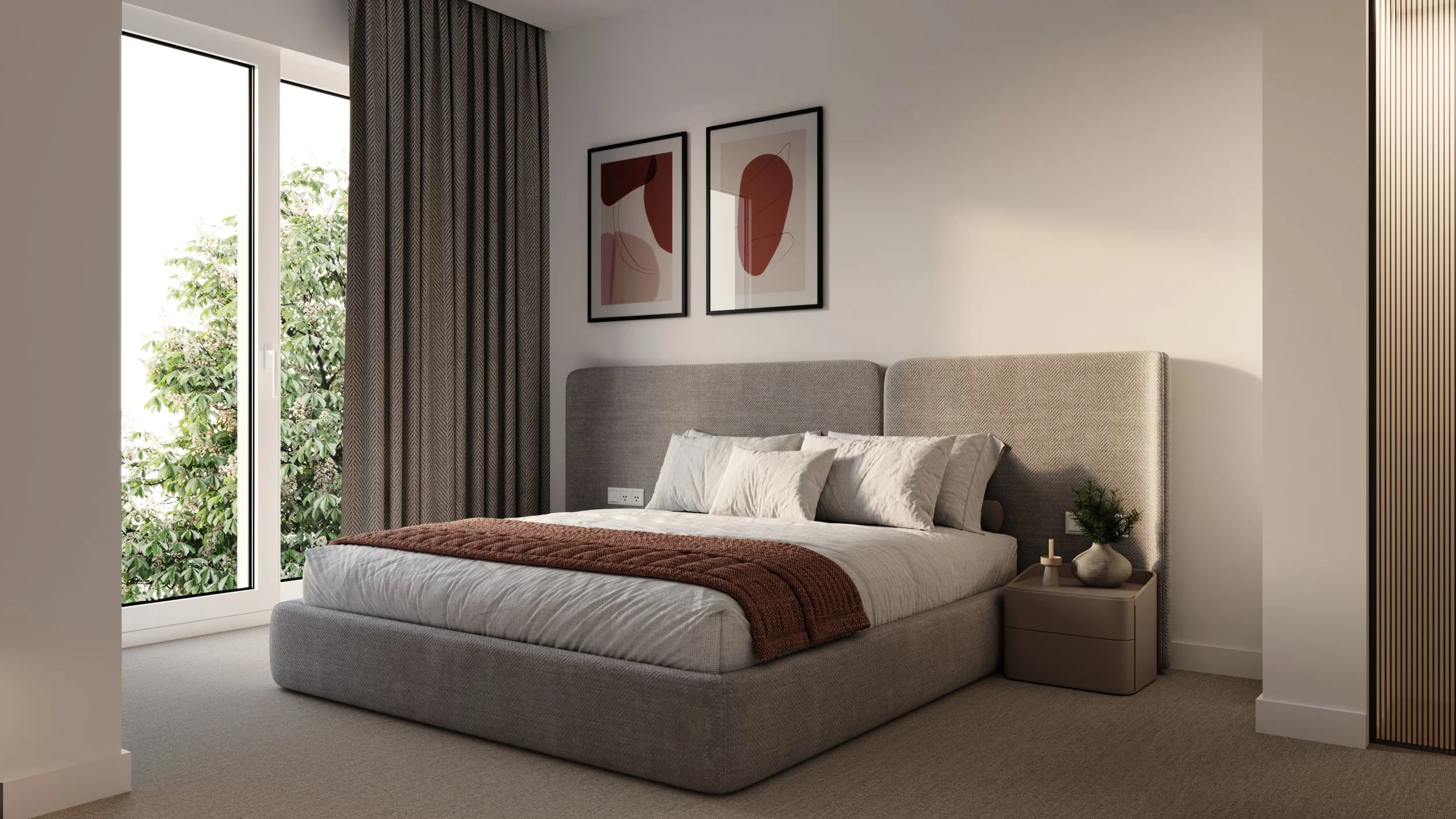Wolff Street Townhomes primary bedroom rendering