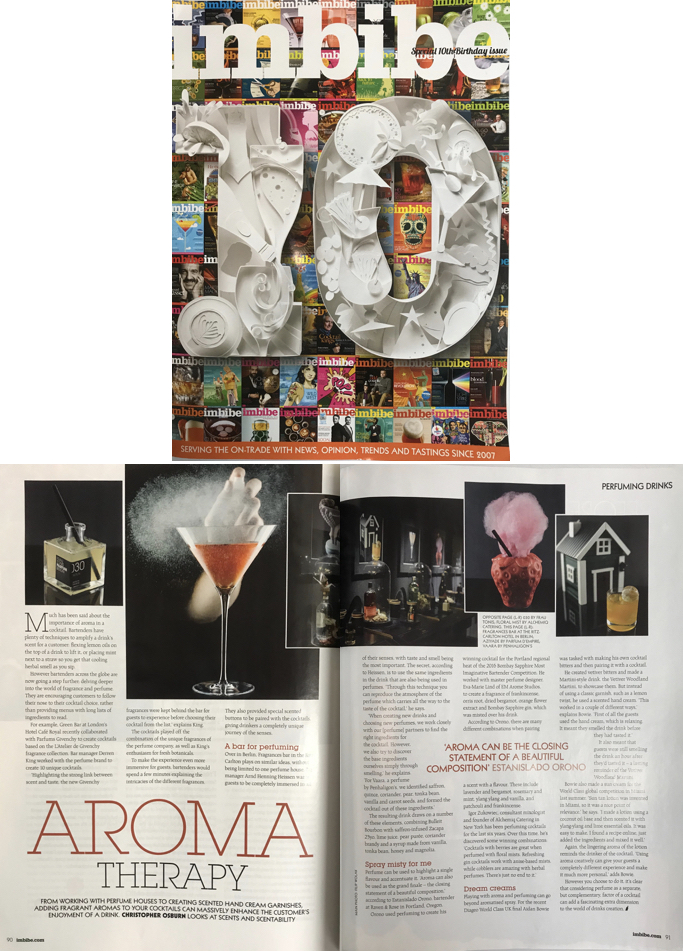 Imbibe feature about cocktail perfuming.