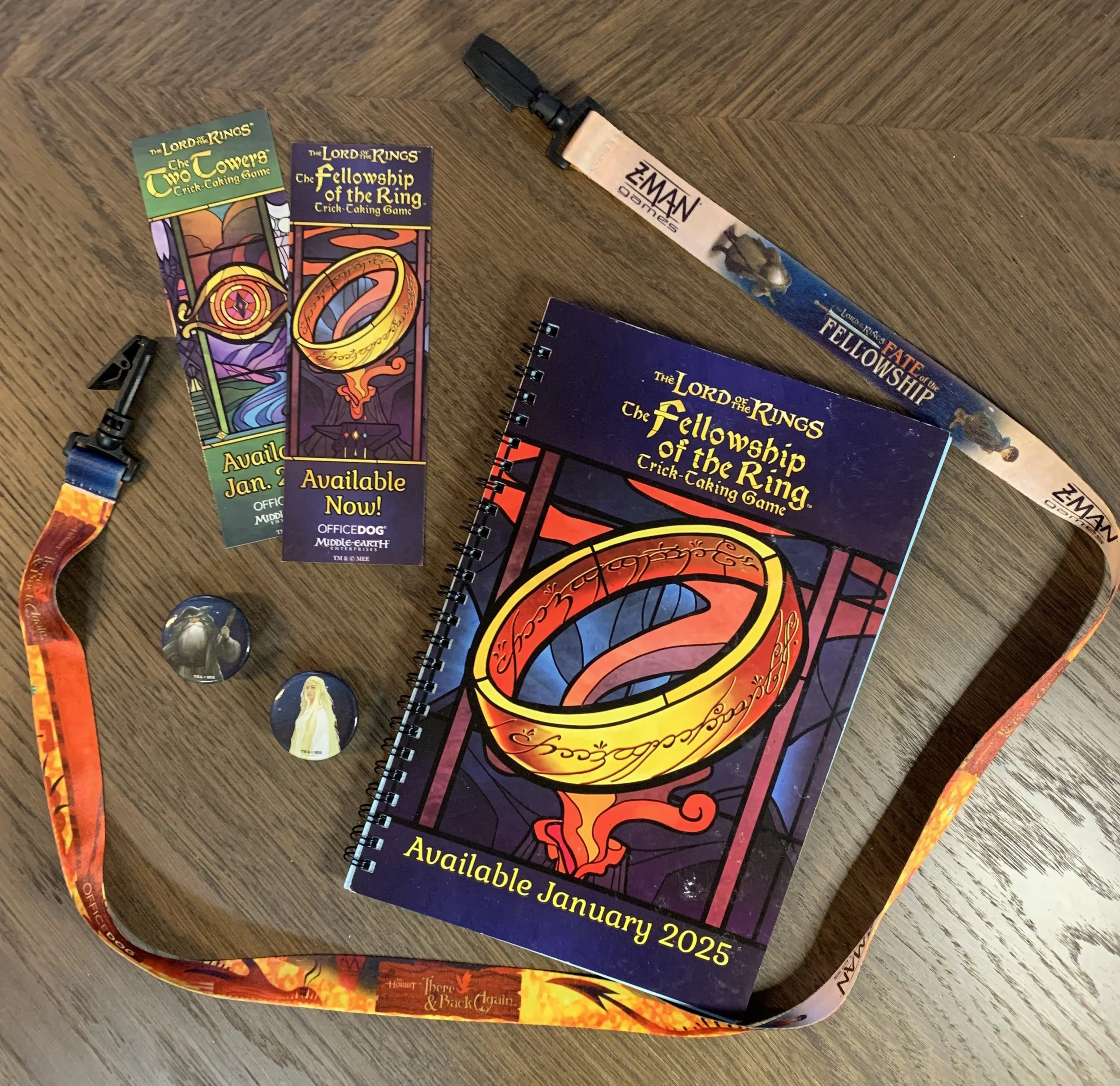 Various LOTR swag items.