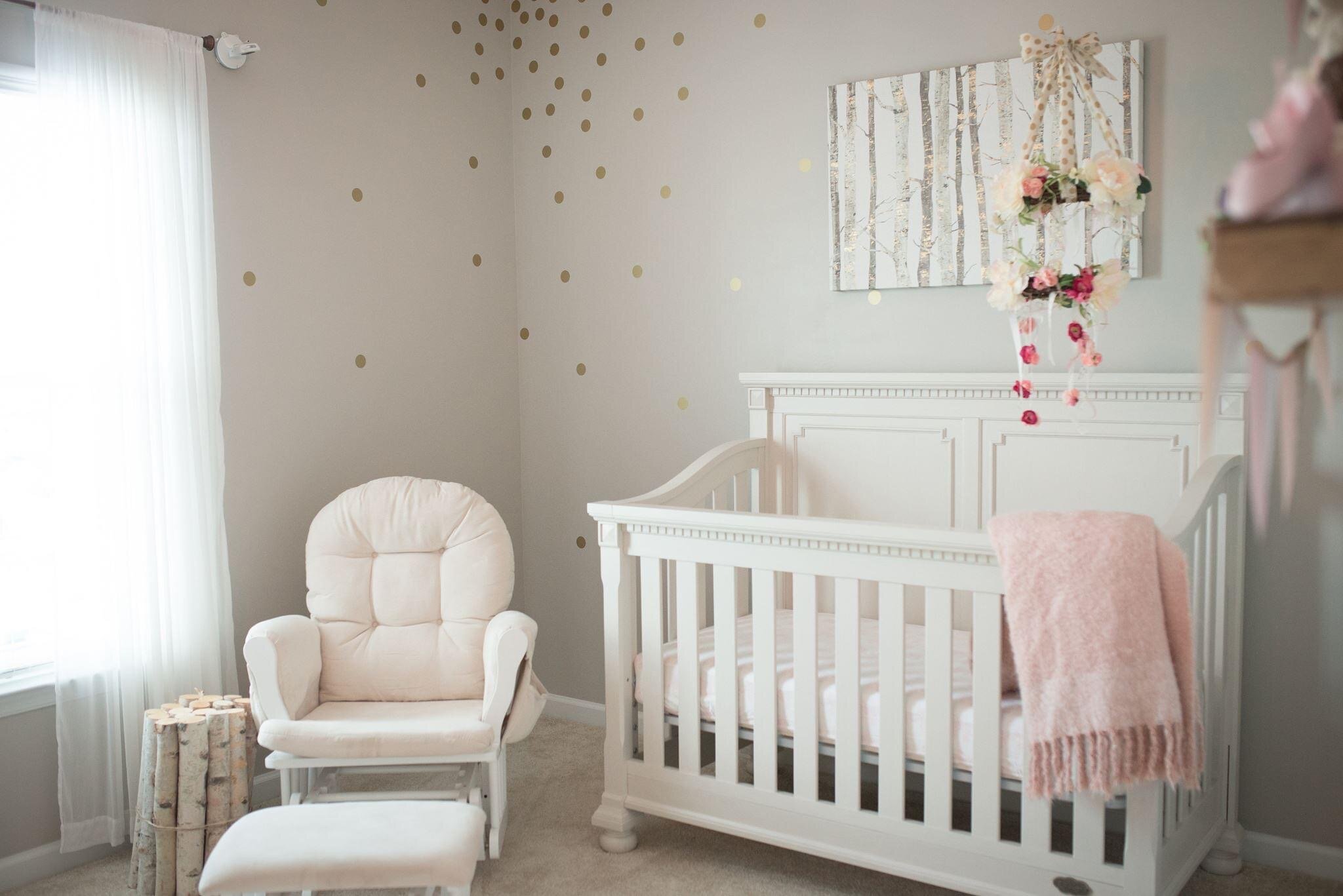 gold dots and blush pink girl nursery ideas