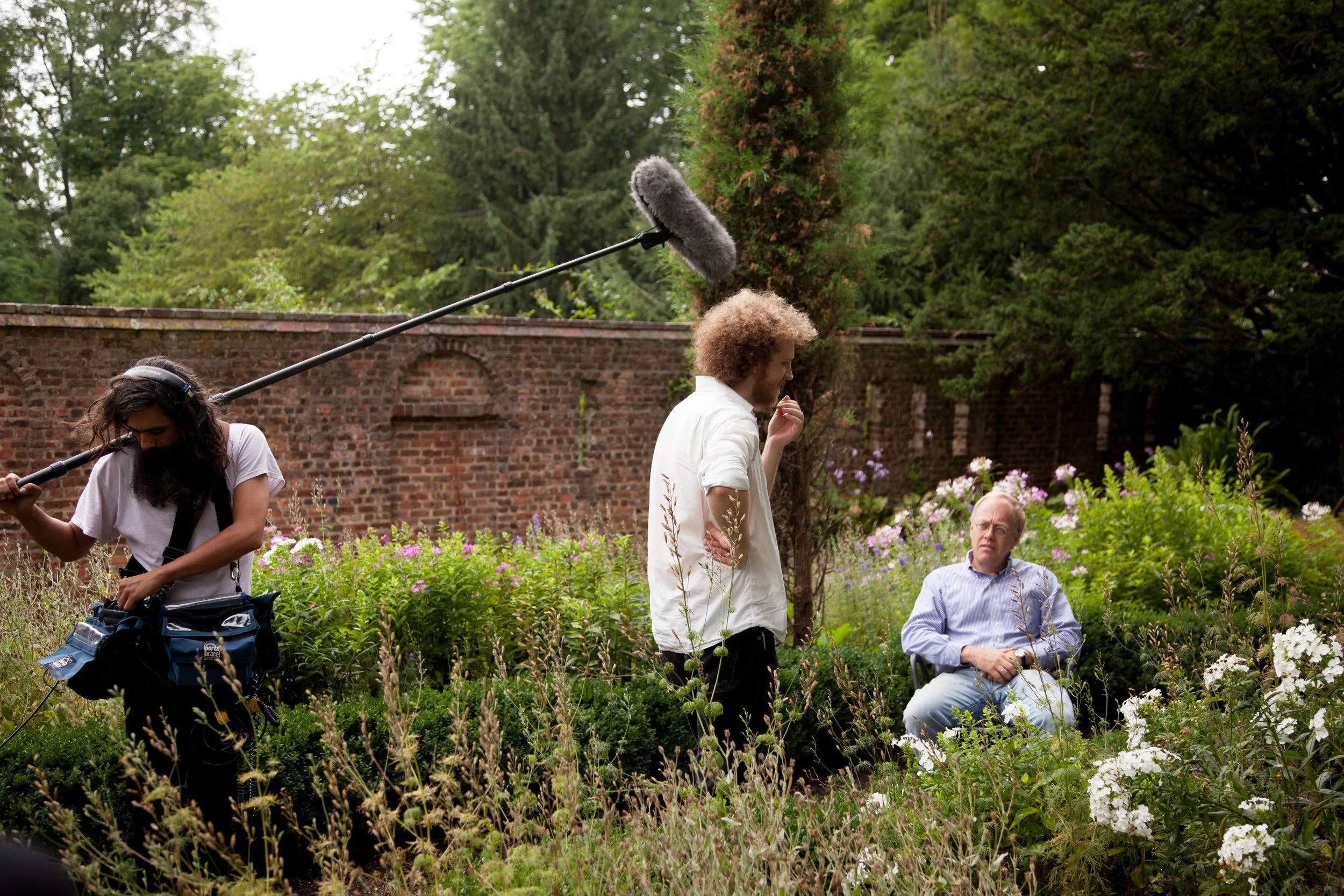 Interviewing Chris Hedges in between sirens | Princeton, NJ | Photo by Paul Park